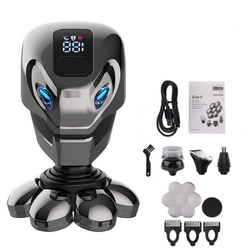 5in1 Rotary Electric Shaver 7D Bald Head Hair Beard Trimmer Razor Rechargeable
