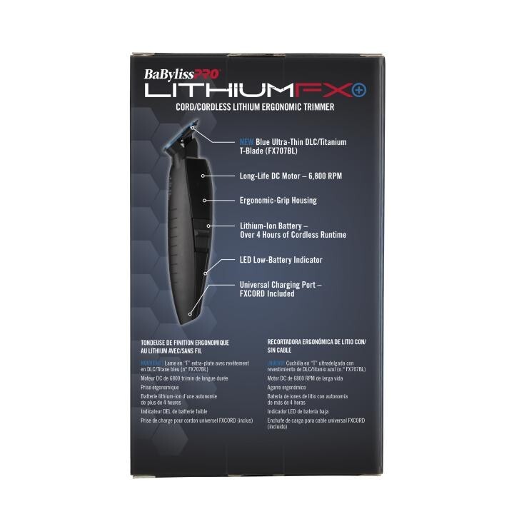 BaBylissPRO LITHIUMFX+ Matte Black Cord/Cordless Ergonomic Trimmer | FX773NMB