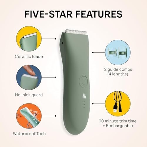 Body Hair Trimmer Waterproof Rechargeable Ceramic Blade Men Women Pubic Chest