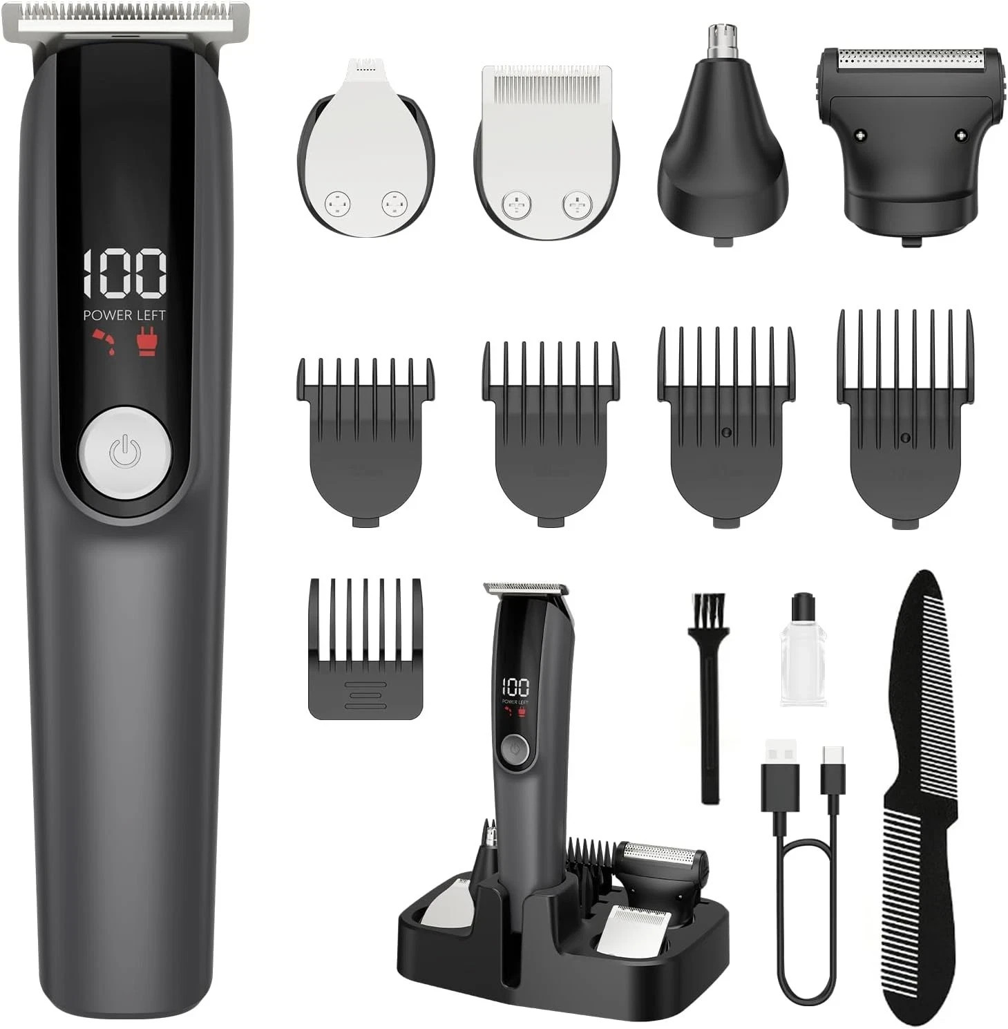 Beard Trimmer for Men, Electric Razor for Nose, Body, Face and Mustache, 5-In-1