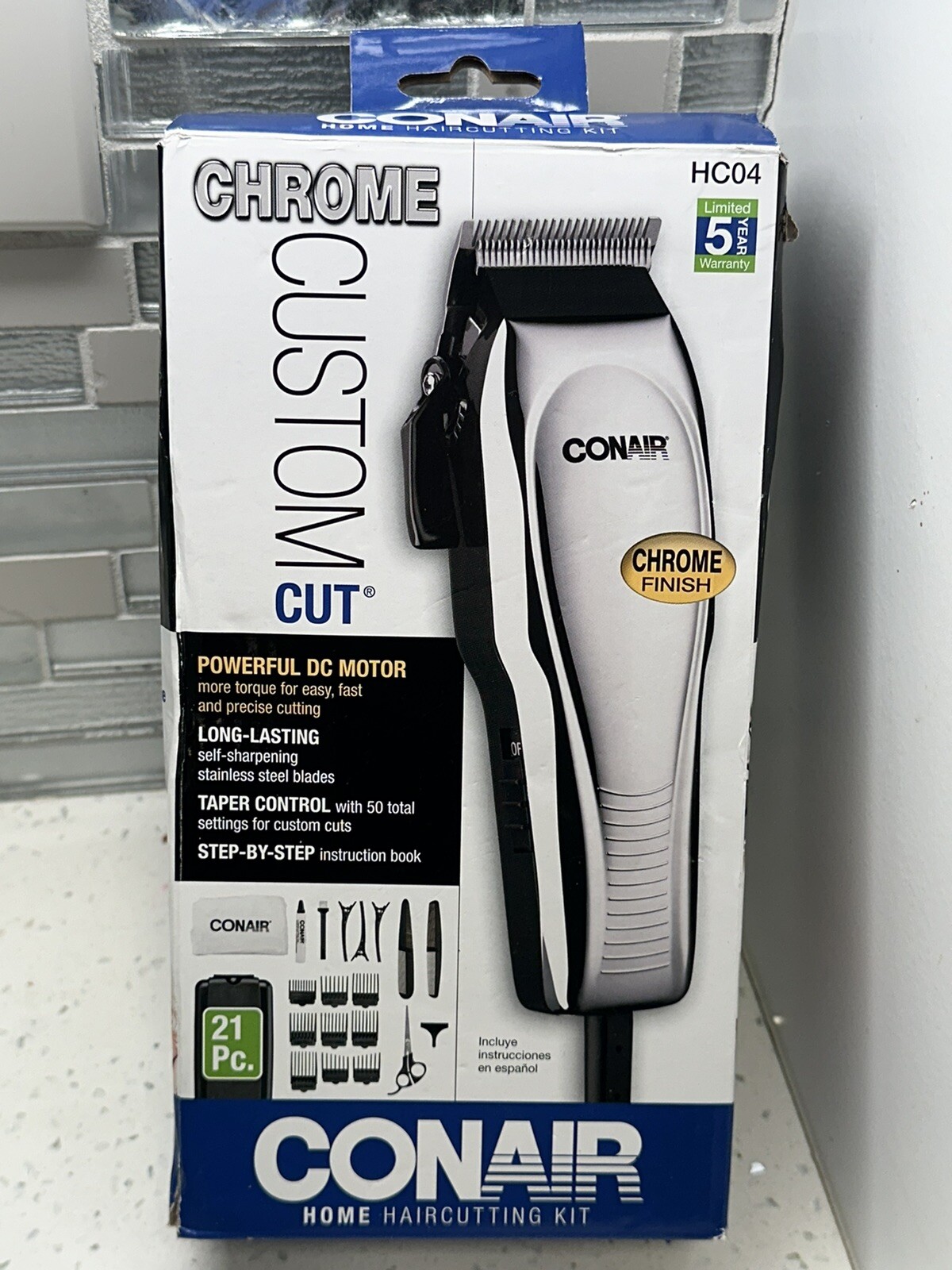 Conair Chrome Custom Cut 21-Piece Home Hair Cutting Kit NIB