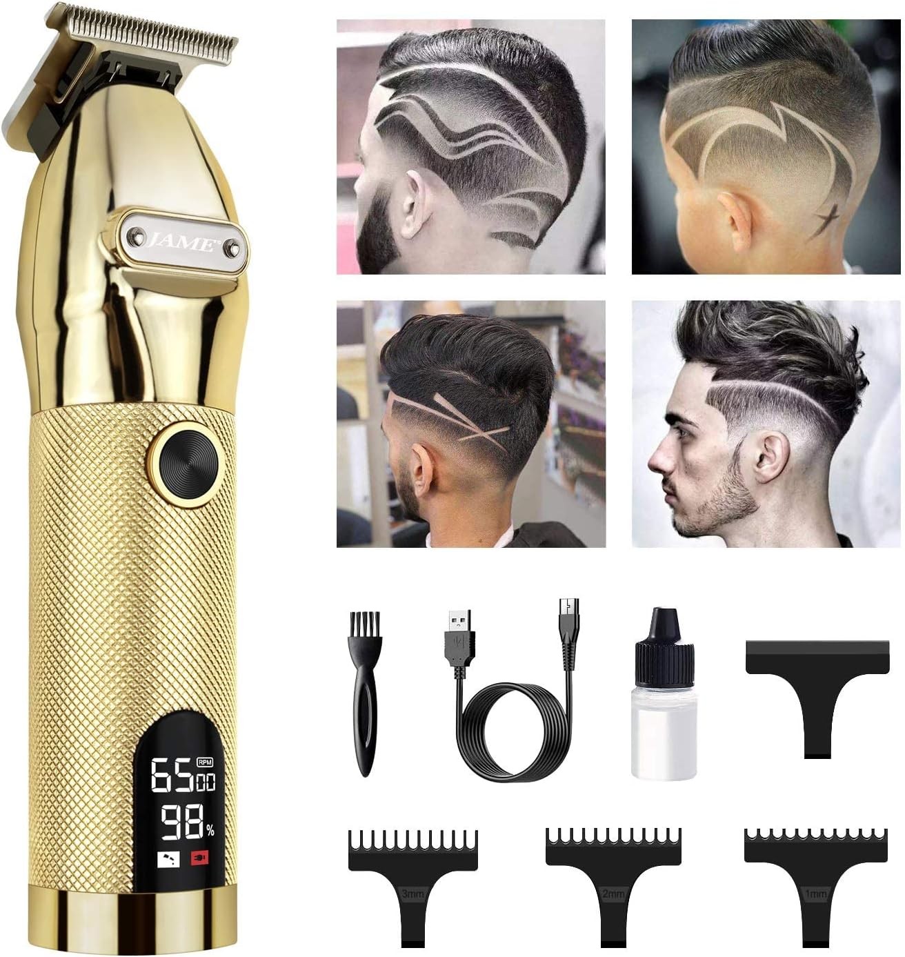 Cordless Outlining Trimmer Professional T Liners Clippers Black, Gold, Silver
