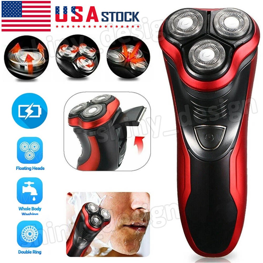 Men’s Razor Rotary Waterproof Electric Shaver Pop-Up Trimmer Wet Dry Cordless