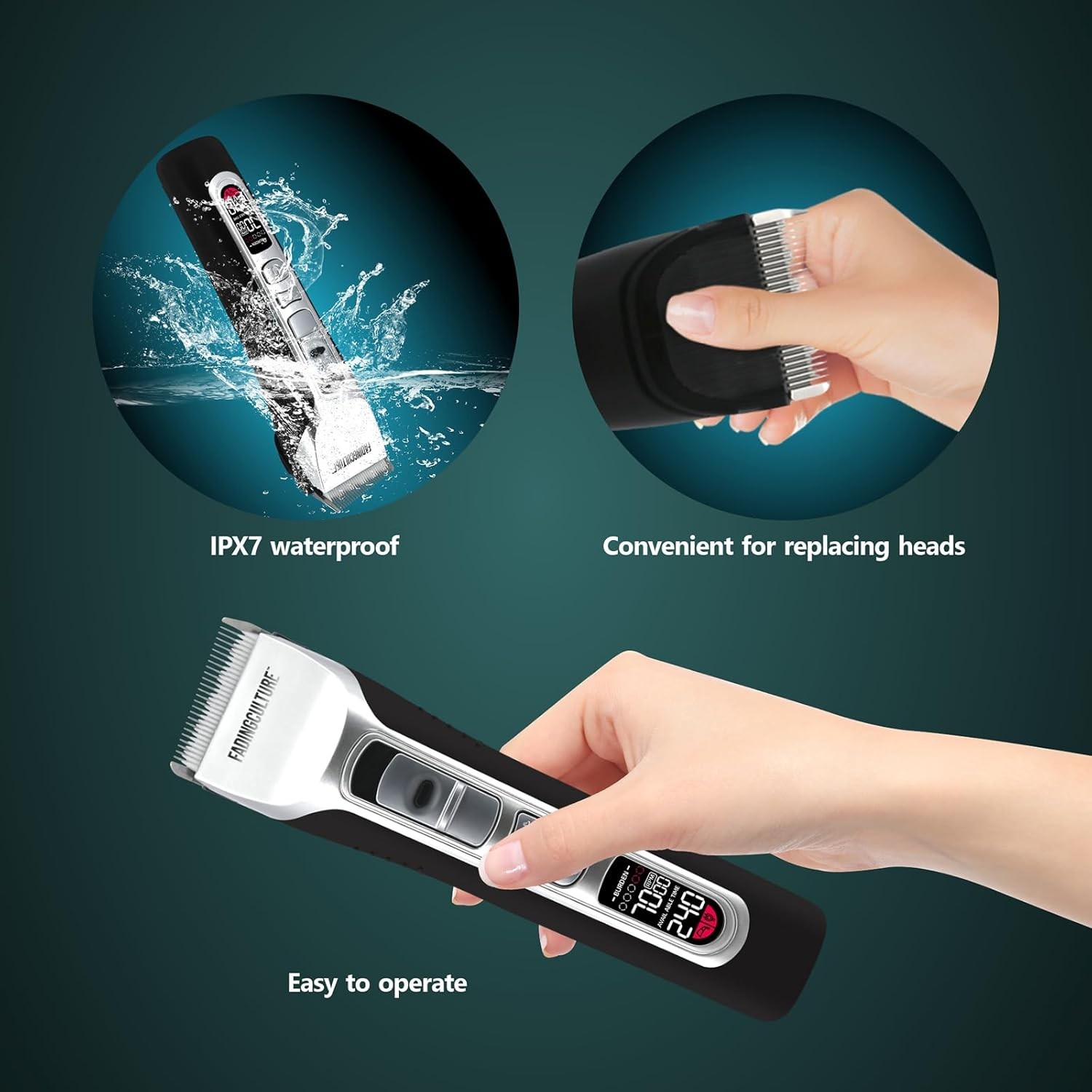 The Fadify 2.0 Cordless Hair Clippers for Black+silver Clipper