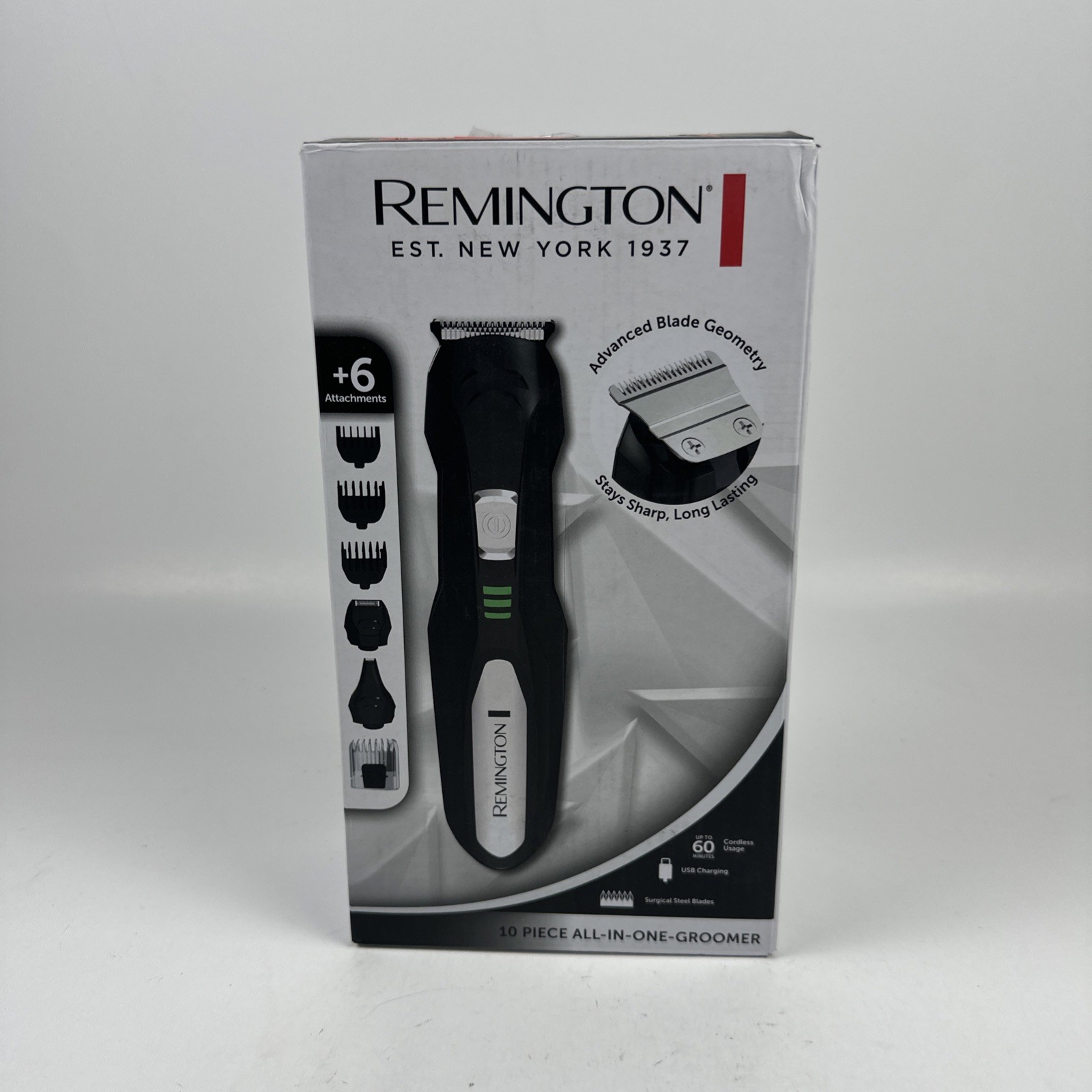 Remington All-in-One Grooming Kit, Lithium Powered, 8 Piece Set, Black