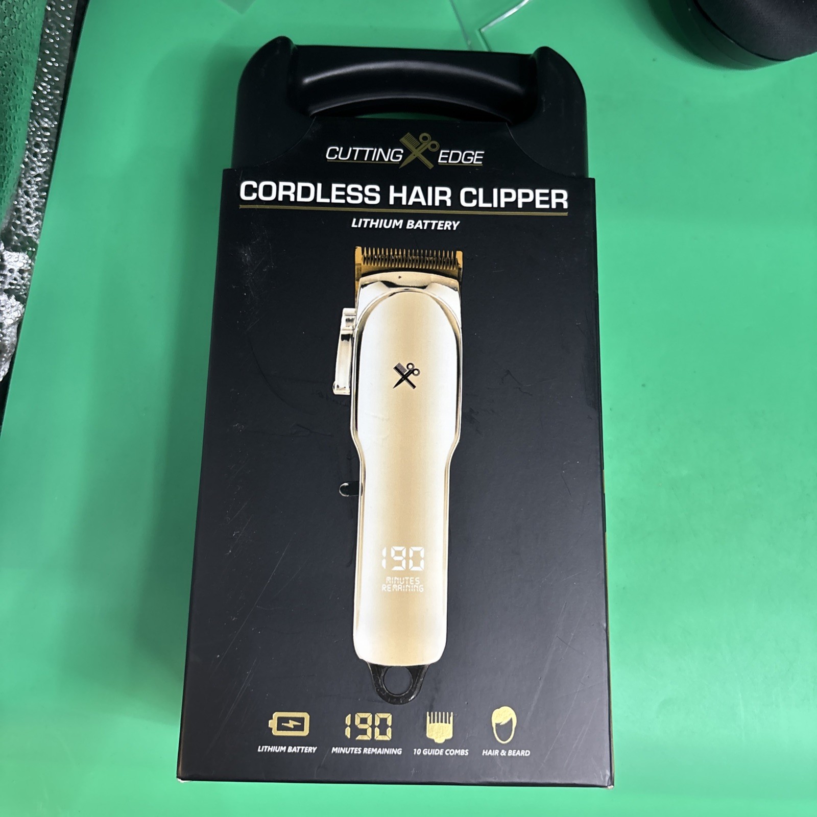 Cutting Edge Cordless Hair/Beard Clipper Gold/Black Lithium Battery LCD