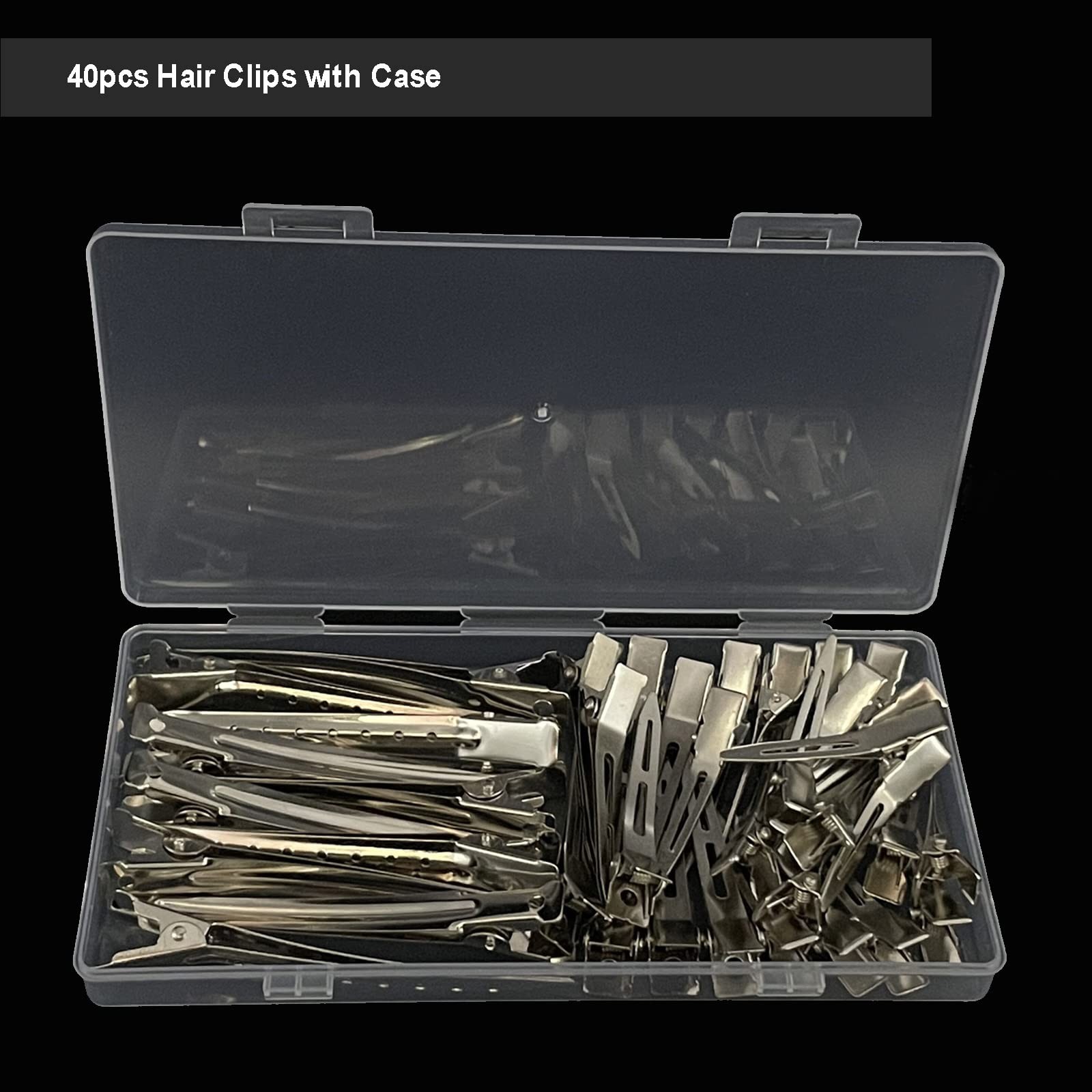 40pcs Metal Duck Billed Hair Clips for Styling 1 Count (Pack of 40), Silver