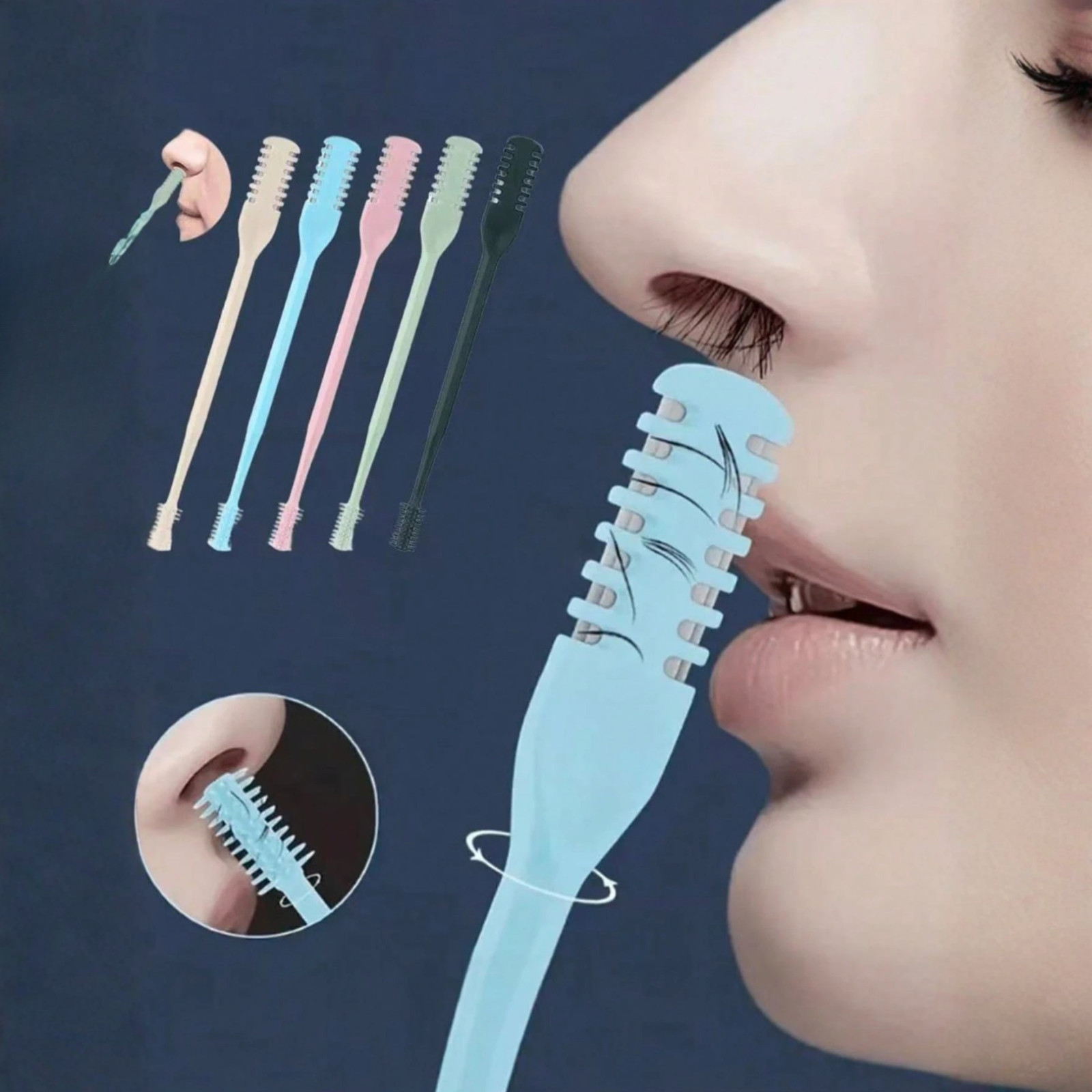 2-in-1 Manual Nose Hair Trimmer Clipper Washable Portable Nose Hair Remover Tool