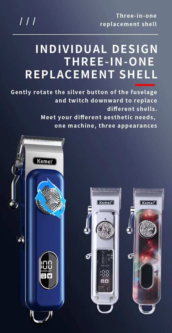 KEMEI Professional Hair Clipper Trimmer Barber LCD Cutting Sets Rechargeable AU