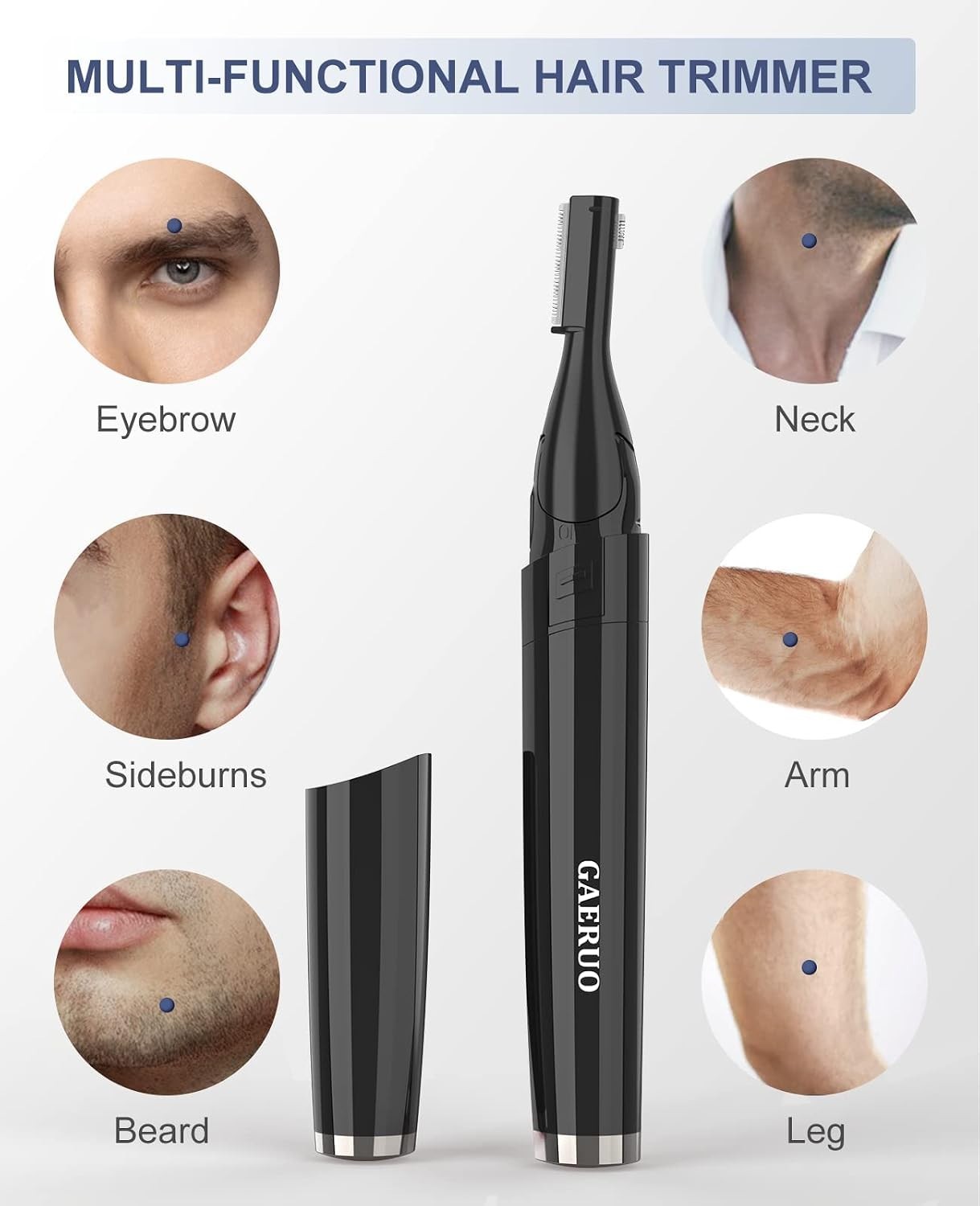 Portable Battery-Powered Eyebrow Razor with 30° Pivoting Head for All Hair Types