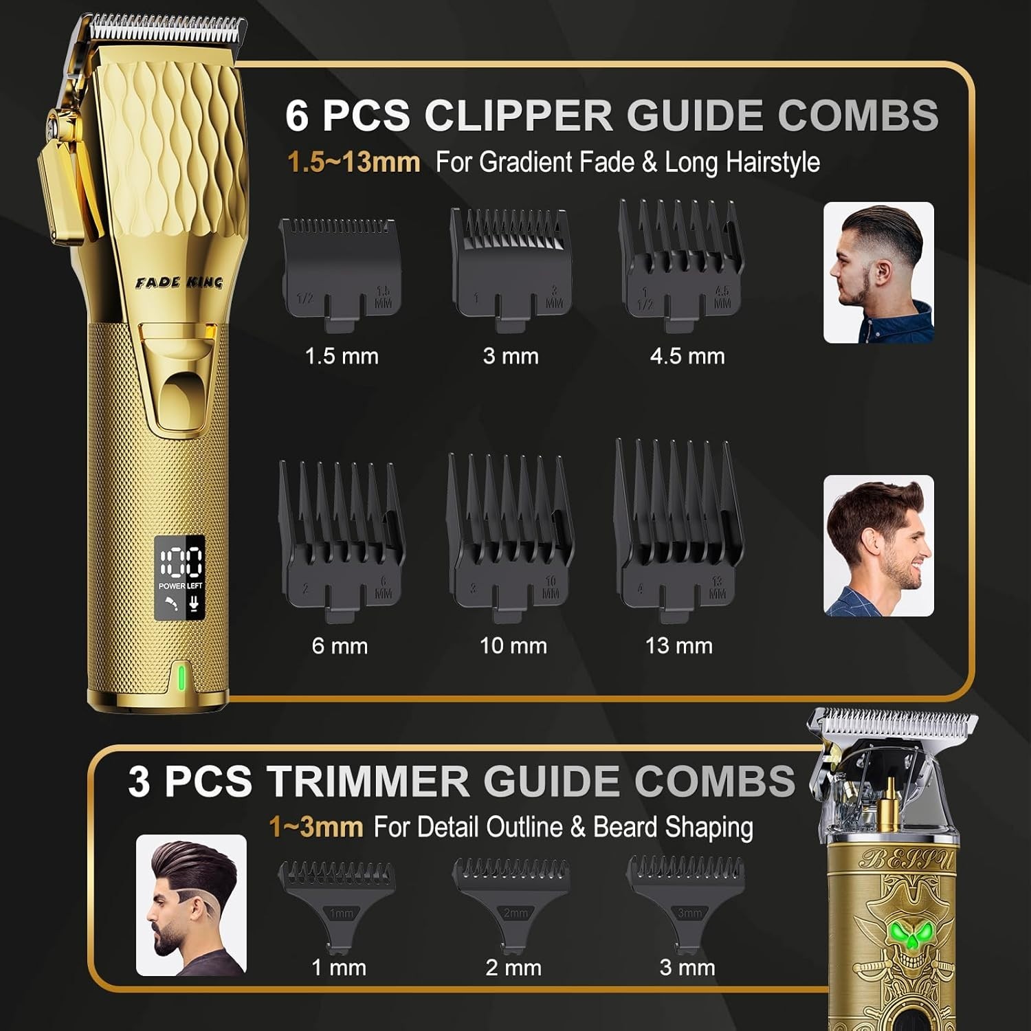 Professional Hair Clippers for Men – Cordless Barber Clippers & Beard Trimmer…