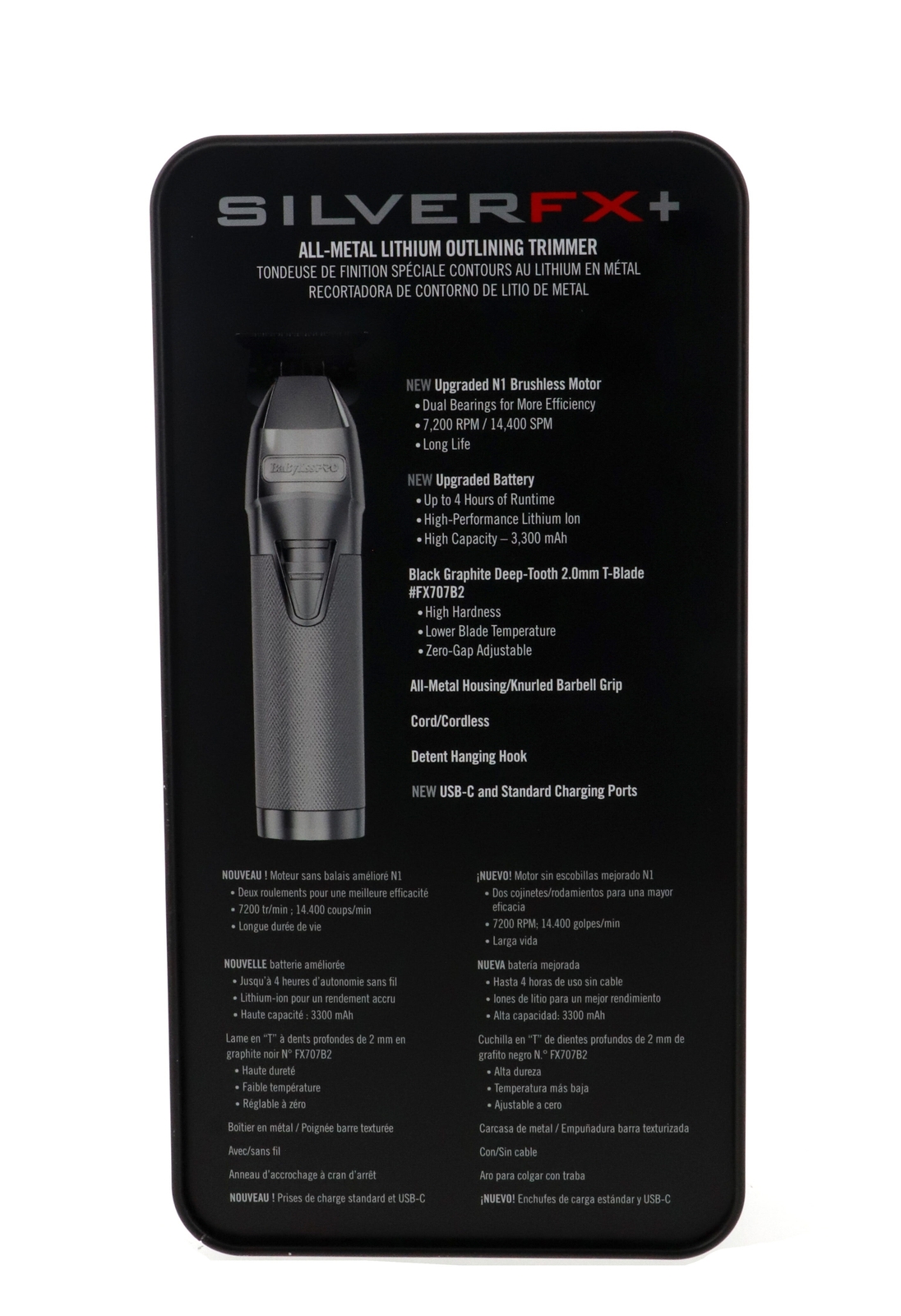 BaBylissPro SilverFX+ All-Metal Lithium Outlining Trimmer 2 Pack