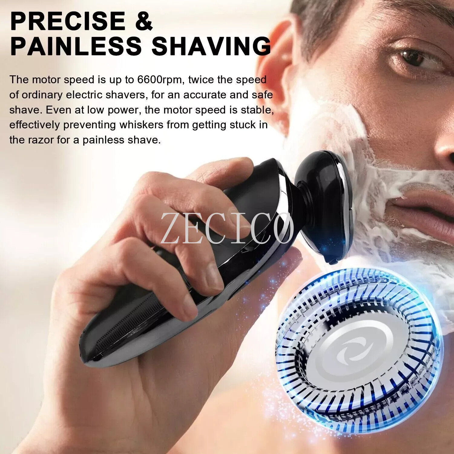 Men’s Electric Shaver 3D Electric Shavers for Male IPX7 Rotary Cordless Wet/Dry