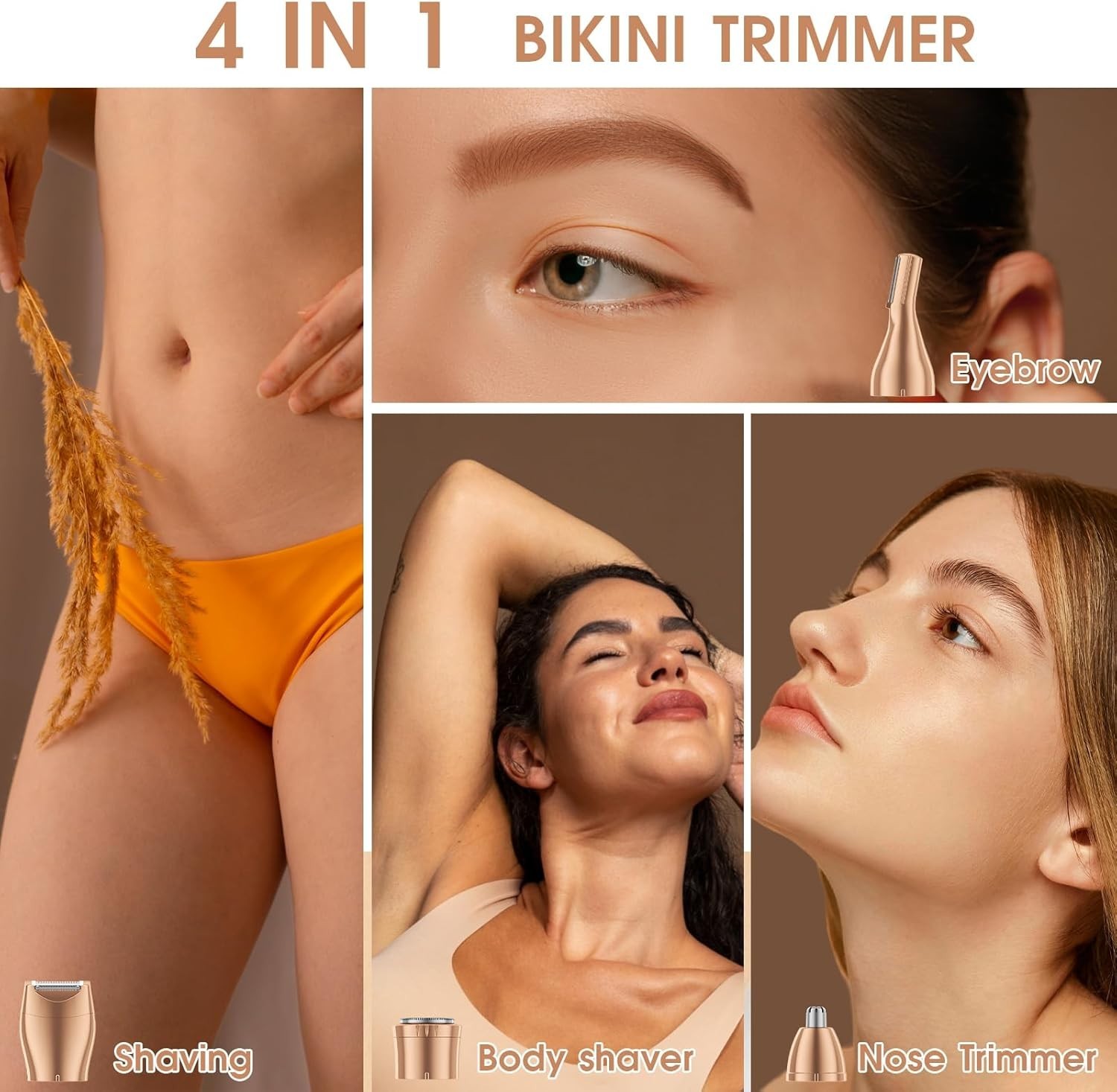 Bikini Trimmer & Hair Clippers for Women – Waterproof Electric Razor and 4 in 1