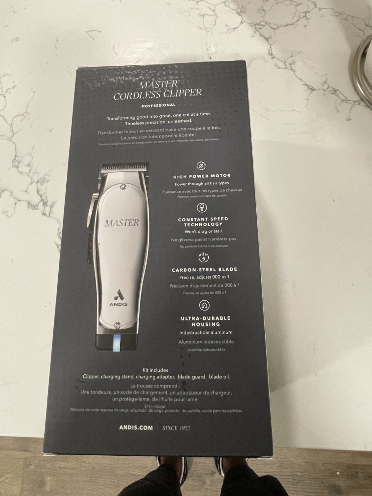 Andis Master Cordless Lithium-Ion Hair Clipper, Silver, Cordless Rechargeable