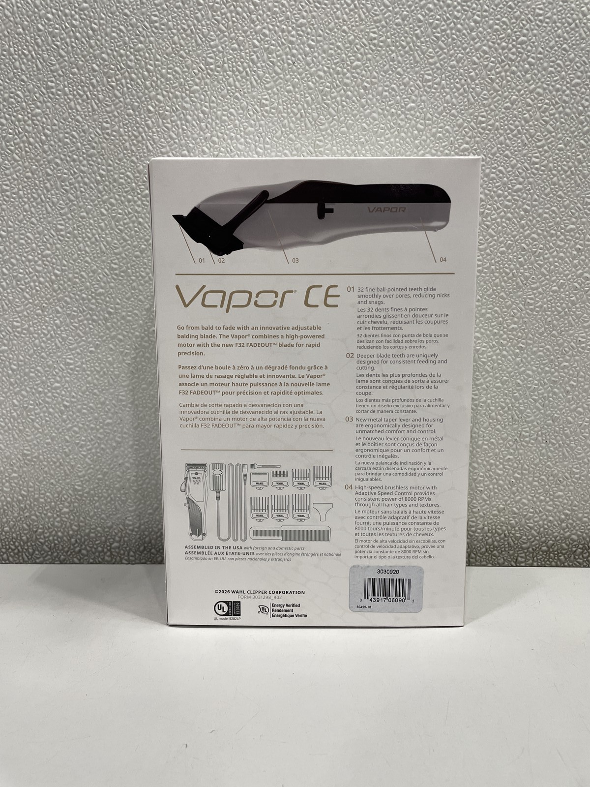 Wahl Professional 5 Star Vapor CE Cordless Clipper, White & Black