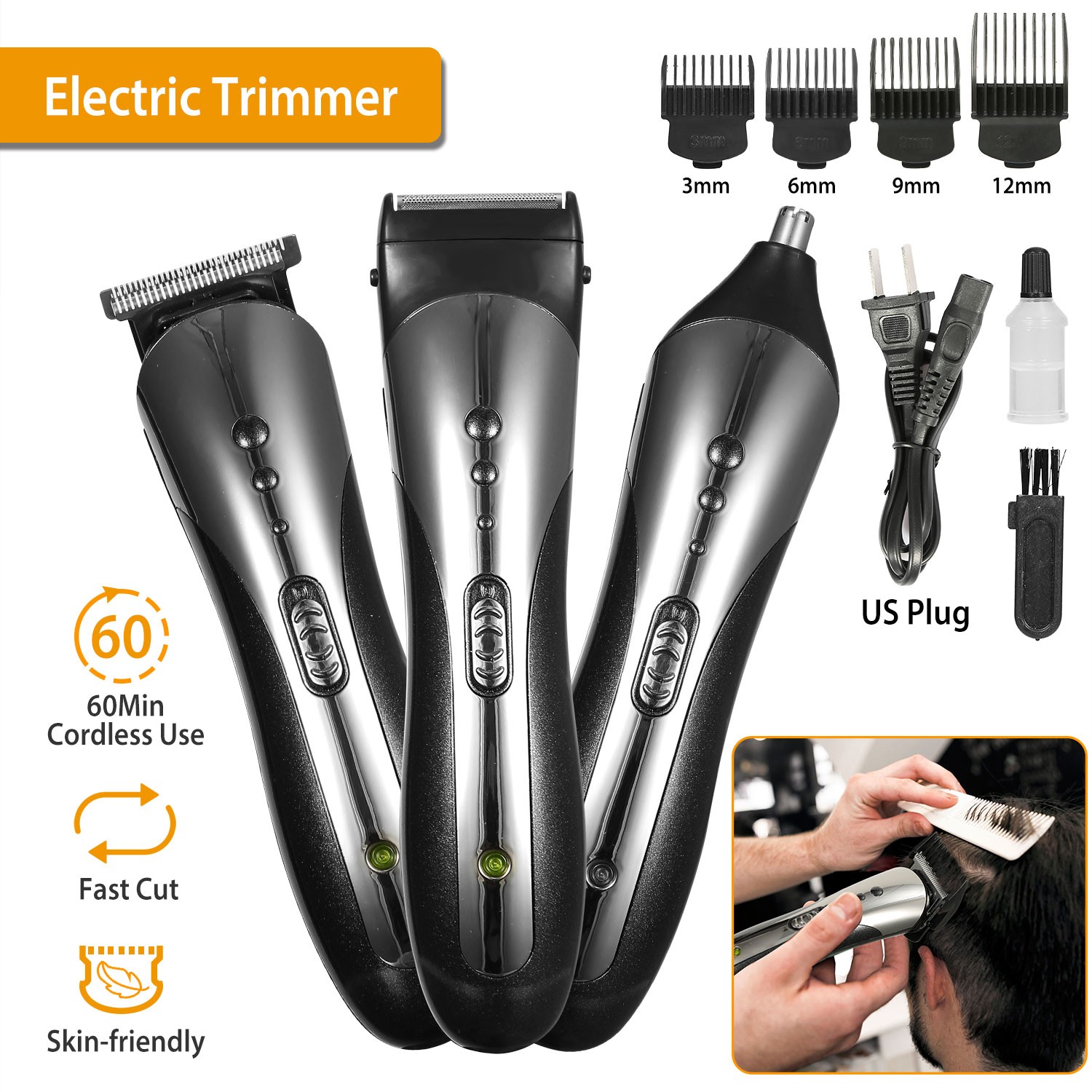 Beard Trimmer for Men Waterproof Electric Razor for Nose Body Face & Mustache