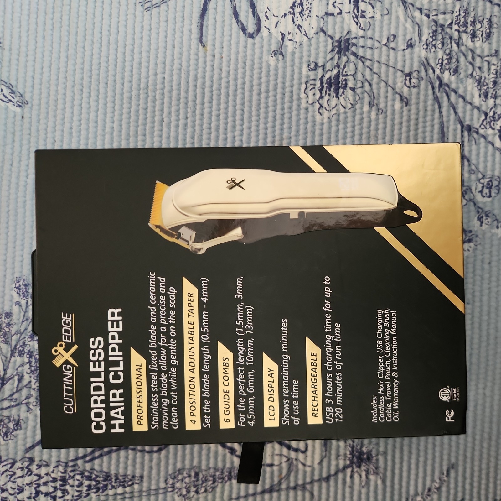 Cutting Edge Hair Clippers, Cordless Rechargeable Clipper for Men Gold & Black