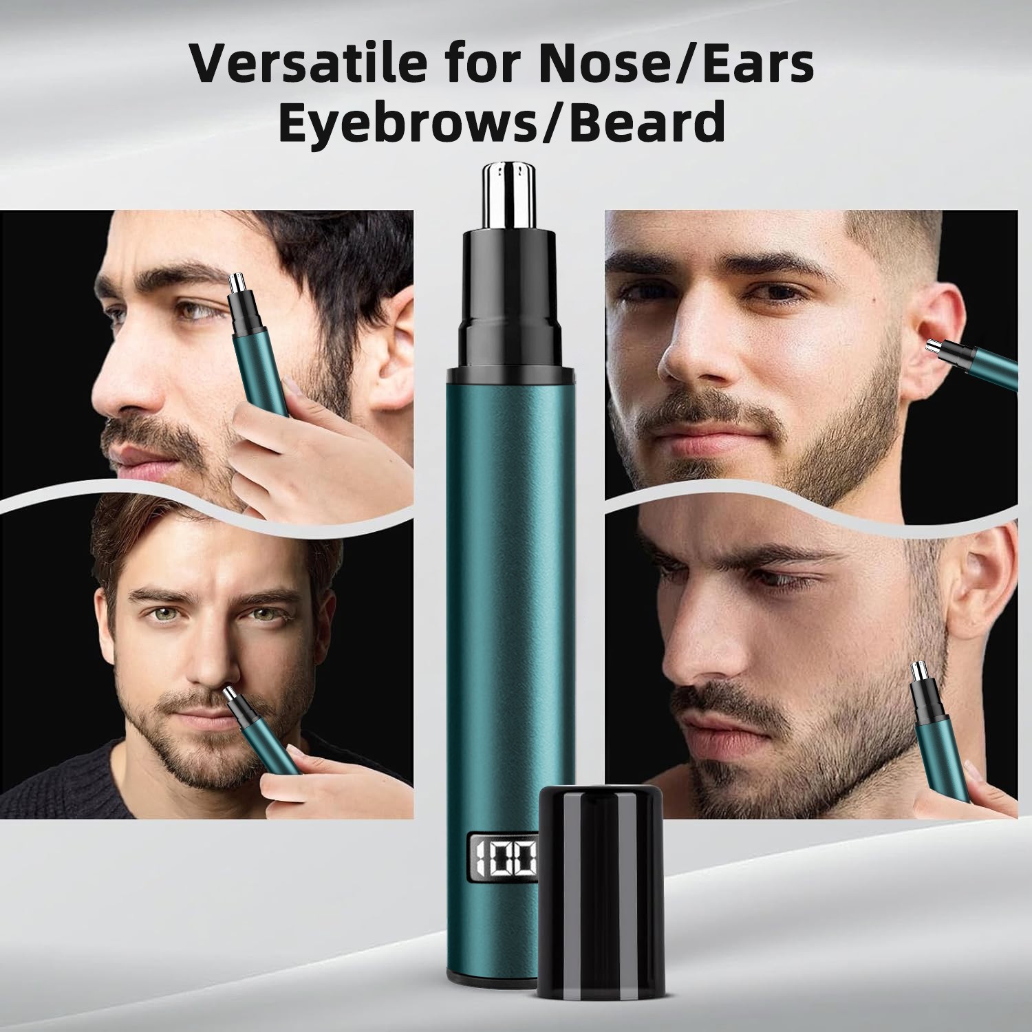 Digital Display Nose Trimmer, Washable Cutter Head, USB Charging, Men’s Grooming