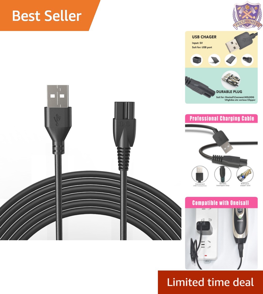 Lightweight Universal Charger Cord – Compatible with Ceenwes, SUPRENT Clippers