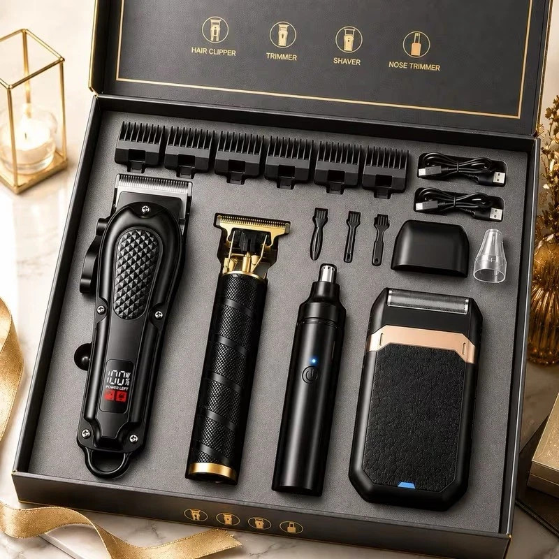 Rechargeable Electric Grooming Kit. Equipped with an LCD Battery Display