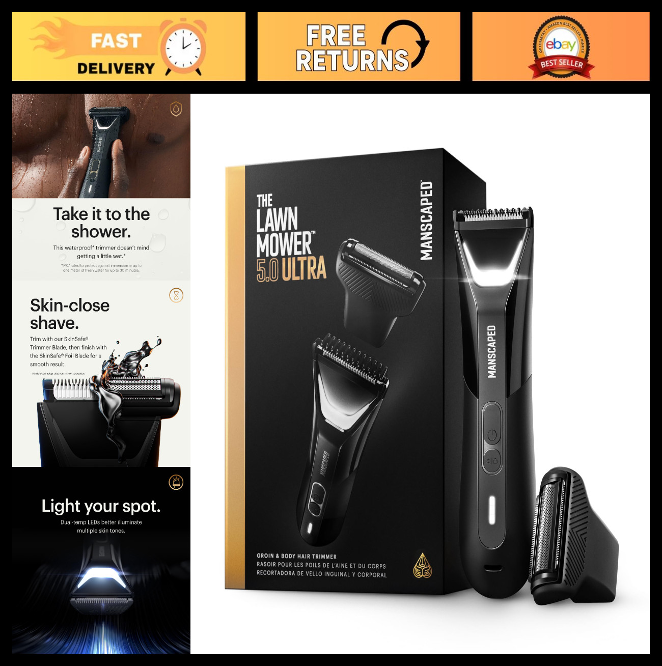 Waterproof Dual-Head Body Hair Trimmer – USB-C Rechargeable Groomer & Travel Cas