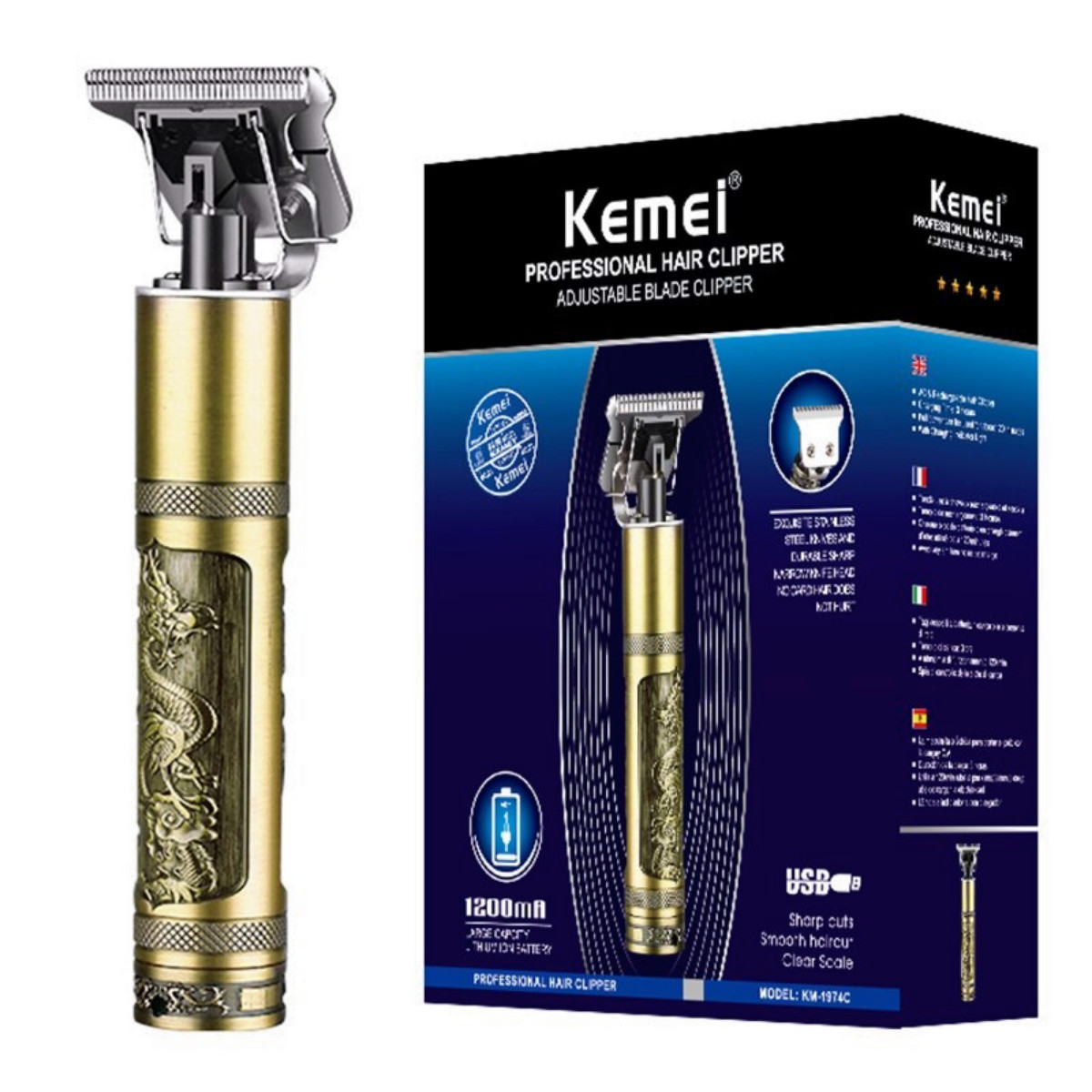 Kemei Dragon Cordless Hair Clippers Trimmer Shaver Clipper Cutting Beard Barber