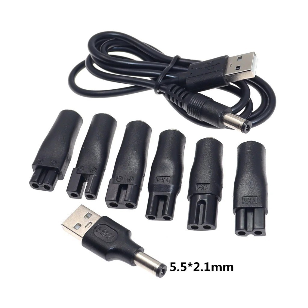 8Pcs 5V USB Replacement Power Cable Adapter for Hair Clipper Beard Trimmer