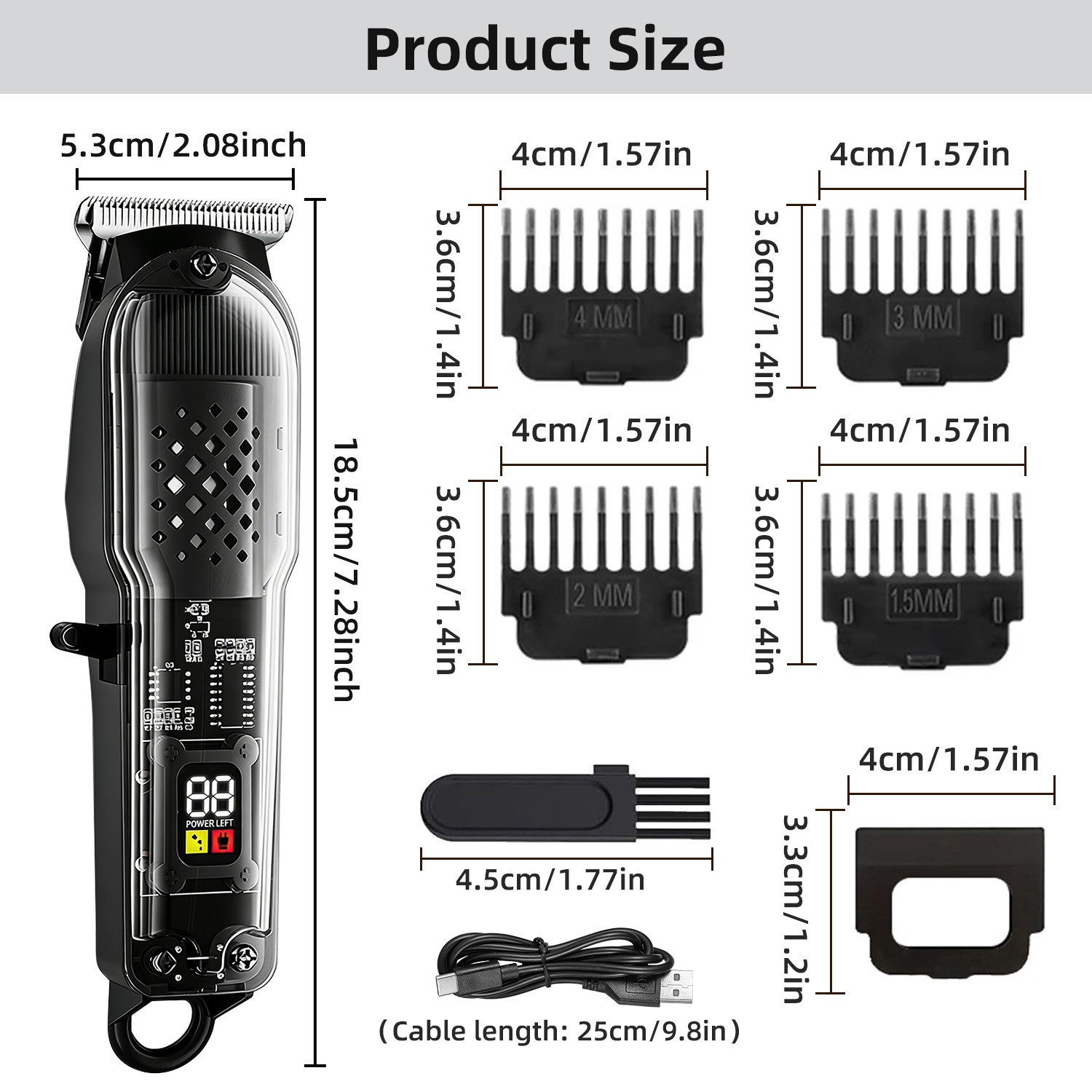 Professional Hair Clippers for Men, Cordless Barber Clippers and Trimmer Set US