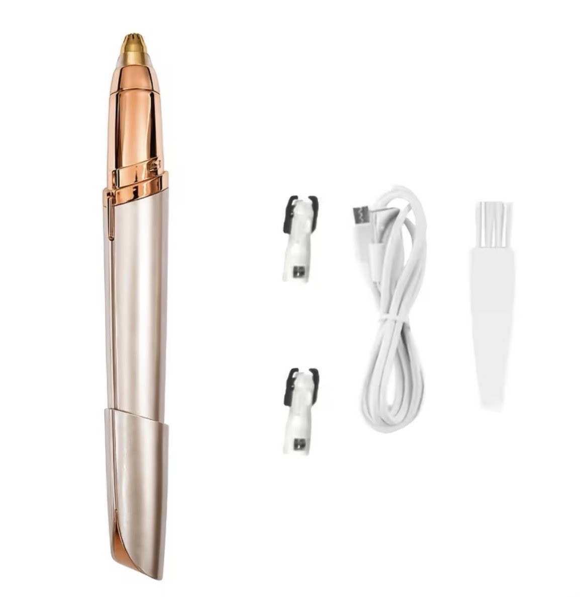 Rechargeable Cordless Eyebrow Trimmer w/ LED Light, USB Charging, Rose Gold