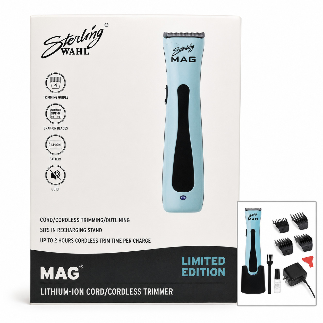 Sterling Wahl MAG Limited Edition Lithium-Ion Trimmer 3024488 Blue NIB