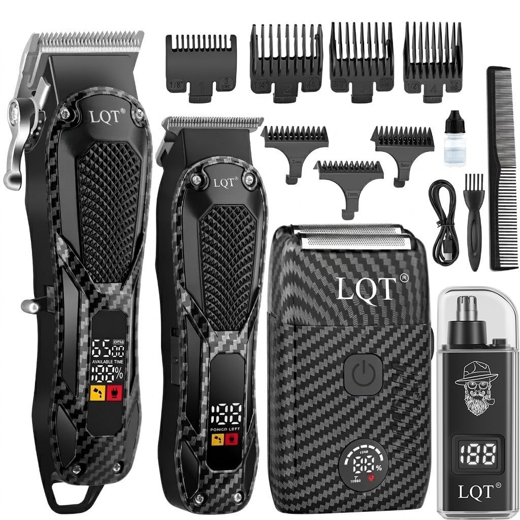 Rechargeable Cordless Hair Clippers & Beard Trimmer Kit with LCD Display – Perfe