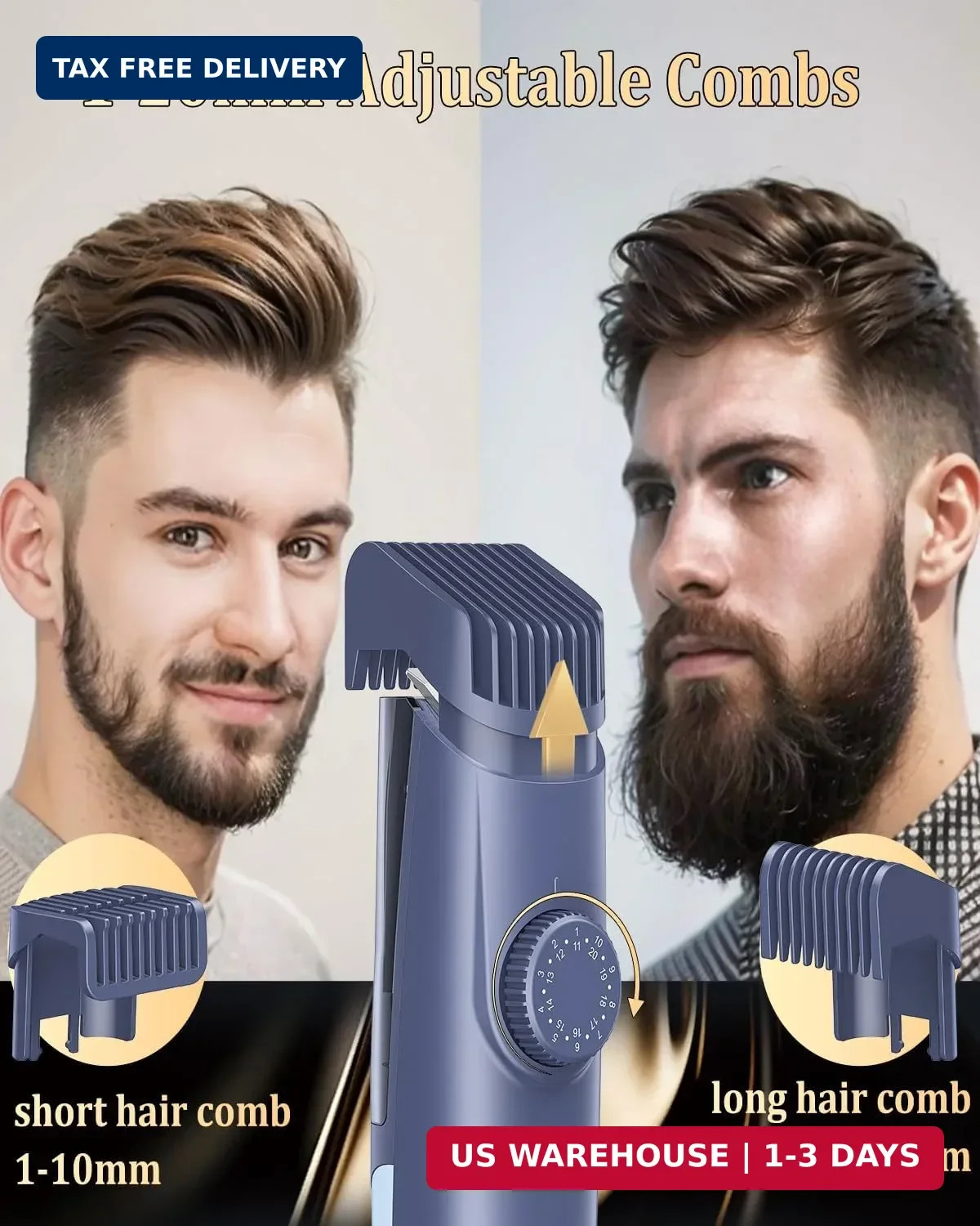 Vaccum Beard Trimmer for Men USB-C Rechargeable,Beard Trimmers with 2 Comb | Ele