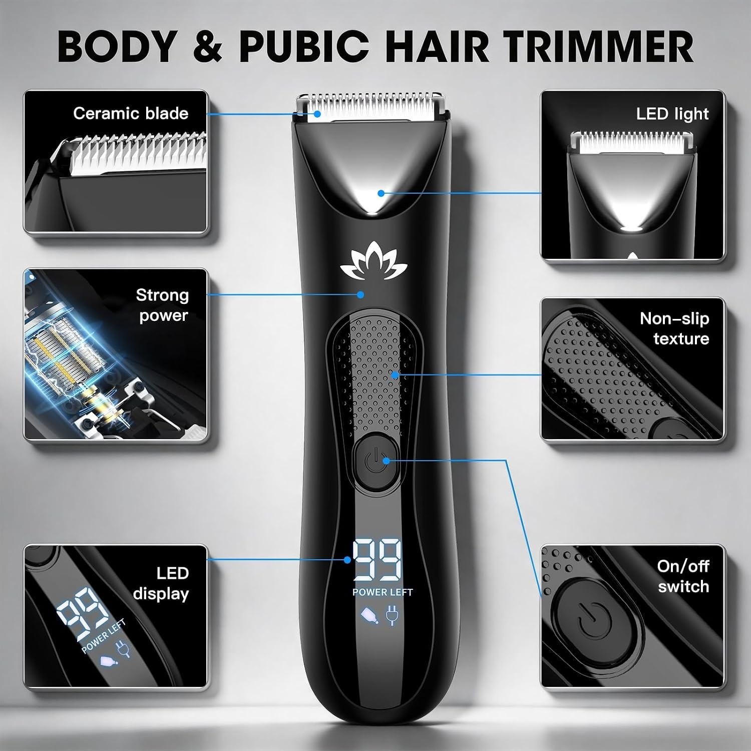 Manscape Body & Pubic Hair Trimmer for Men, Groin & Ball Trimmer Men, Electri…