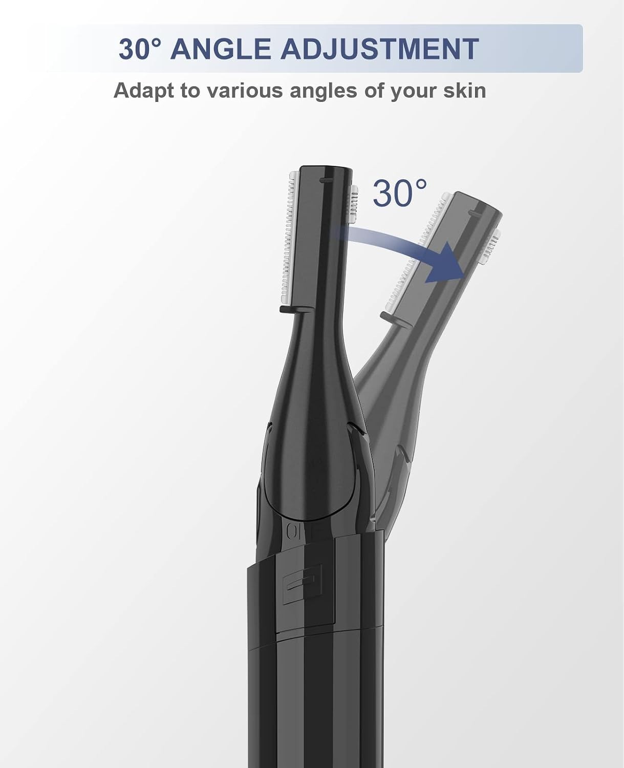 Portable Battery-Powered Eyebrow Razor with 30° Pivoting Head for All Hair Types