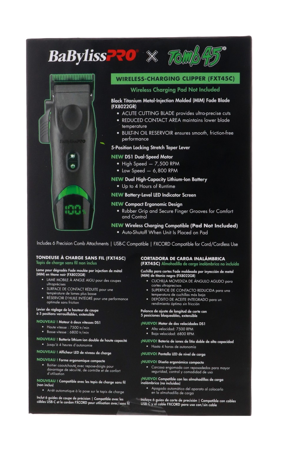 BaBylissPro x Tomb45 SilverFX Wireless Charging Clipper 2 Pack