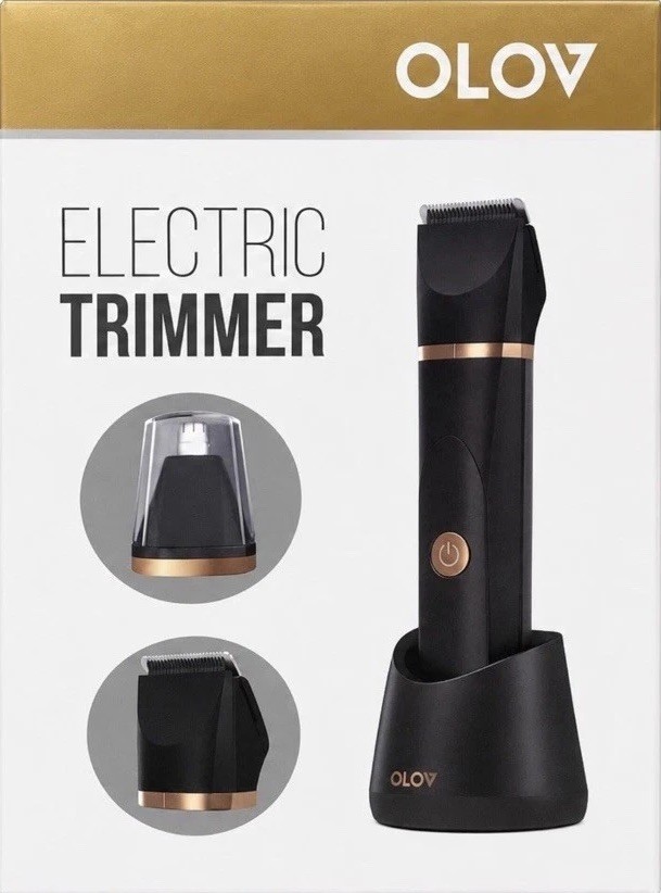 OLOV Cordless Rechargeable Body & Nose Trimmer, 2 Heads, USB – YP-7032 Black