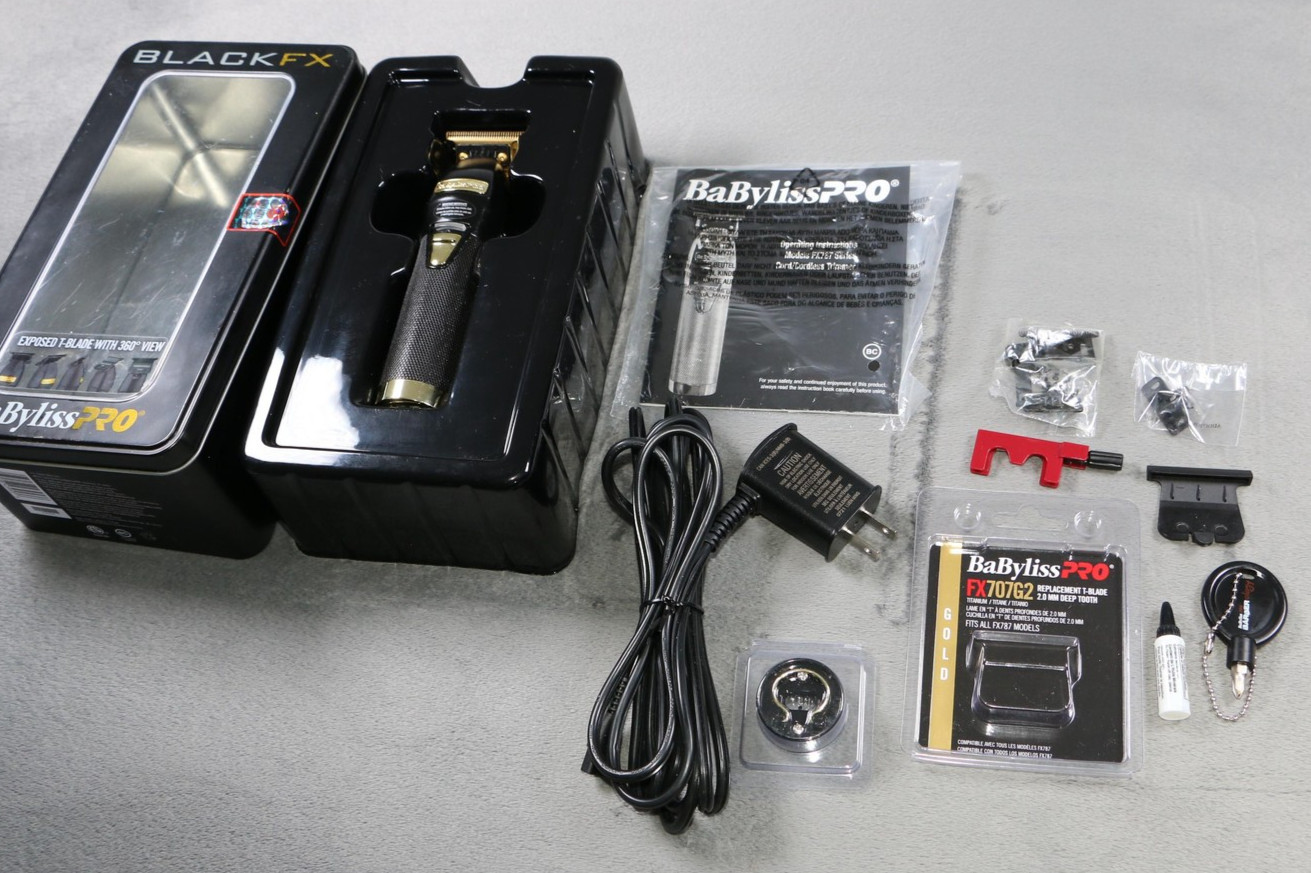 BaByliss PRO BlackFX FX787BN Cordless Trimmer Exposed T-Blade Gold Blades Kit
