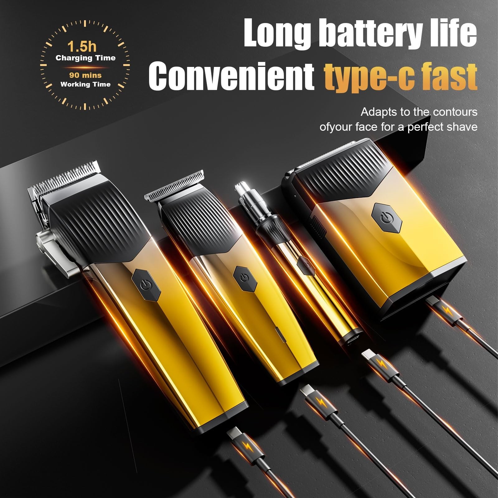 4-in-1 Professional Hair Clippers Set for Men | Beard Trimmer, Rechargeable Shav