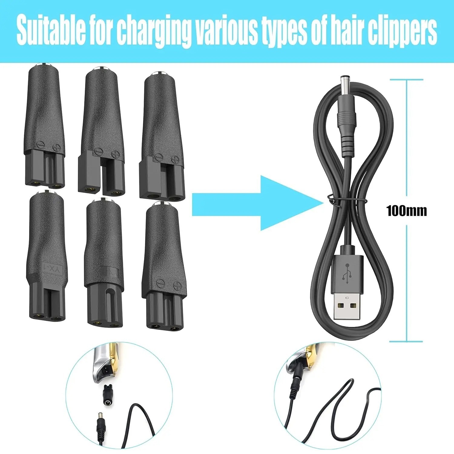 Power Cord 5V adapter for Hair Clippers,Beard trimmers,Beauty Instruments