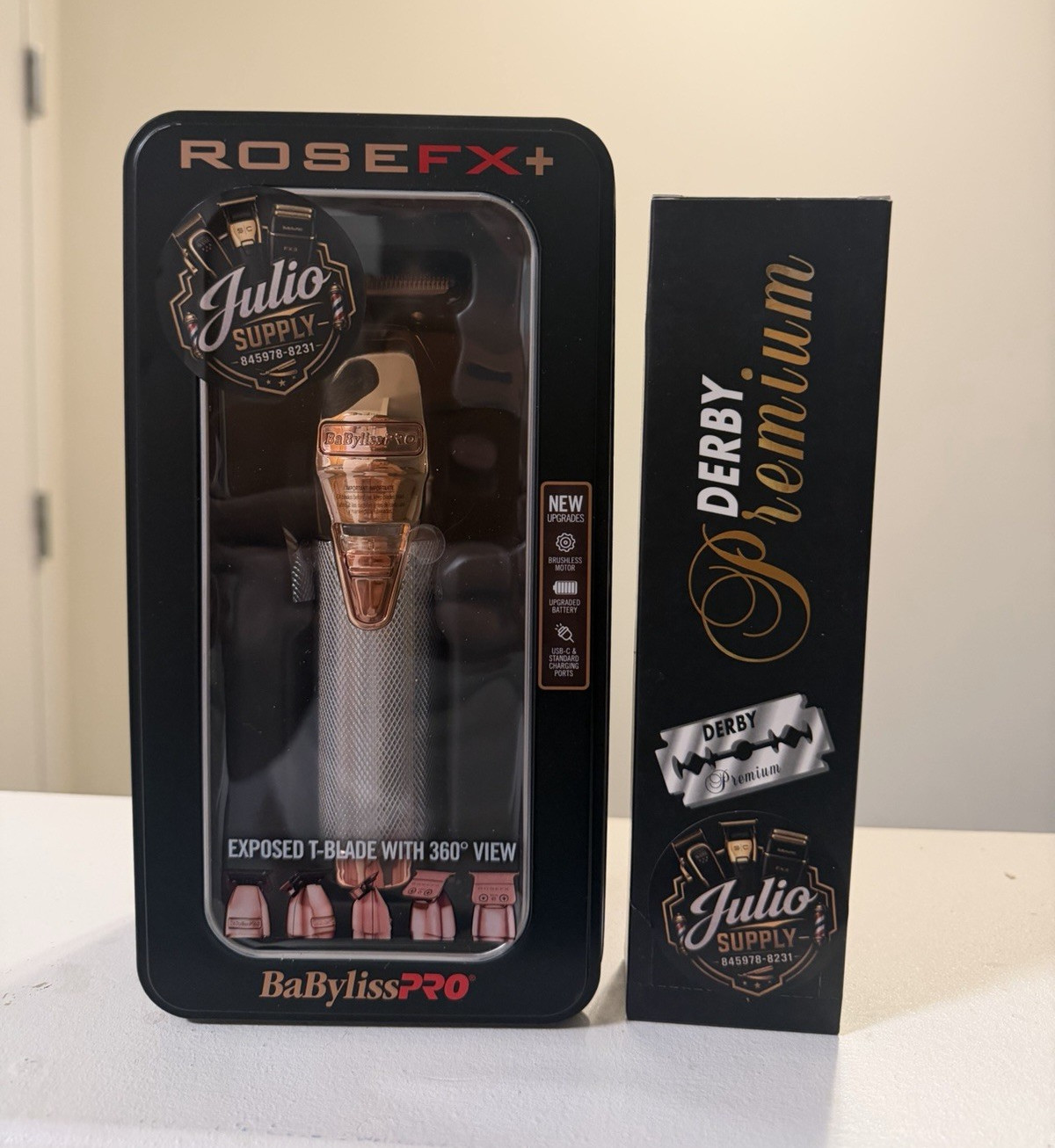 BaBylissPRO ROSEFX+ Face Trimmer T-Blade 360° Rotating Head, Rose Gold/Silver