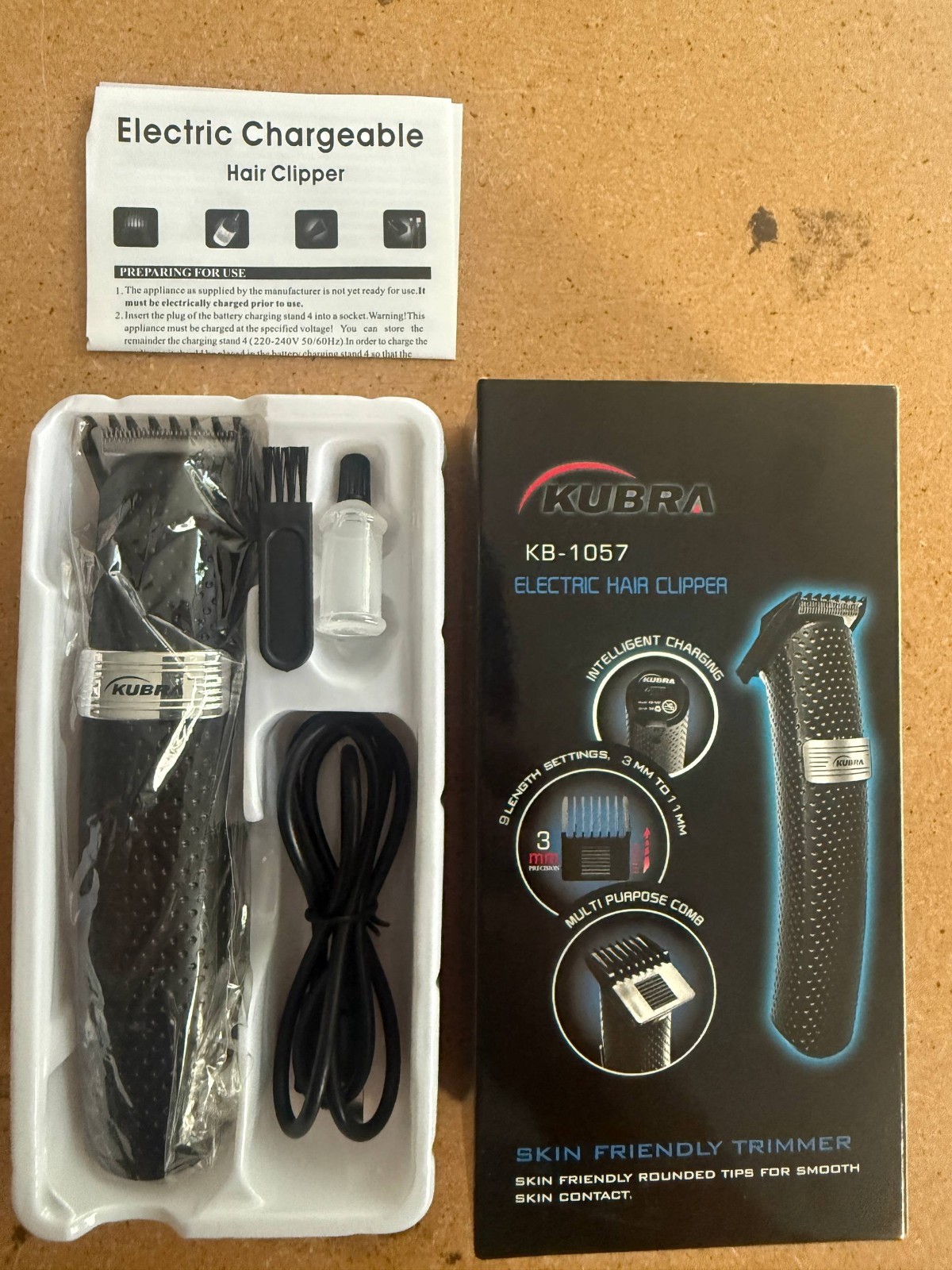 KUBRA KB-1057 Rechargeable Electric Hair Clipper – Cordless Hair & Beard Trimmer