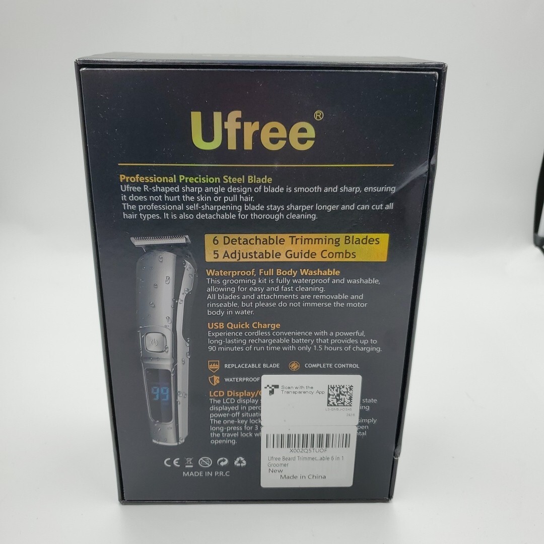 Ufree U-1176 Silver Black LED Display Professional Hair Clipper Set
