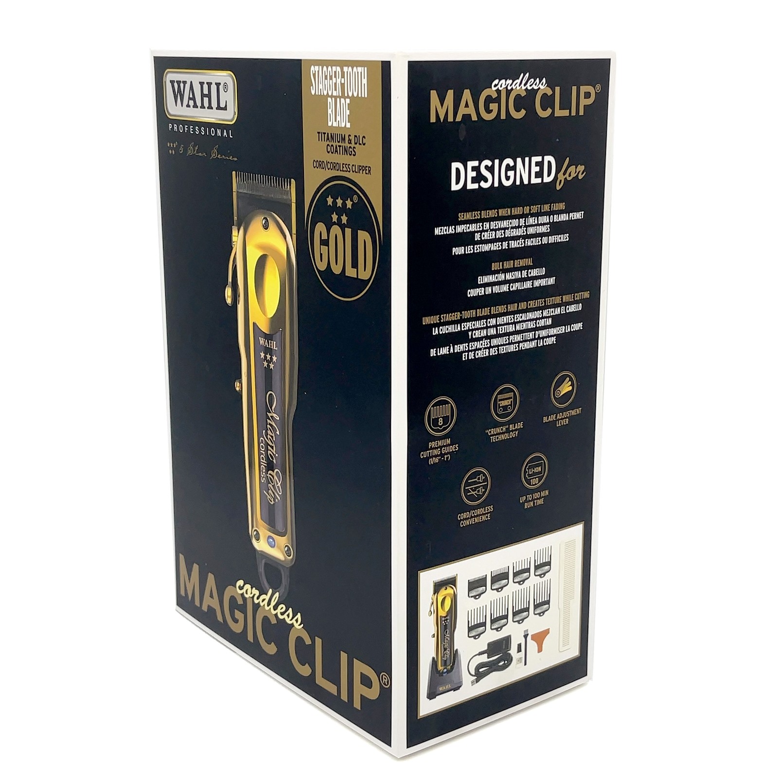 8148-700 5-Star Wahl Professional Cordless Gold Magic Clip Hair Clipper w/ Stand