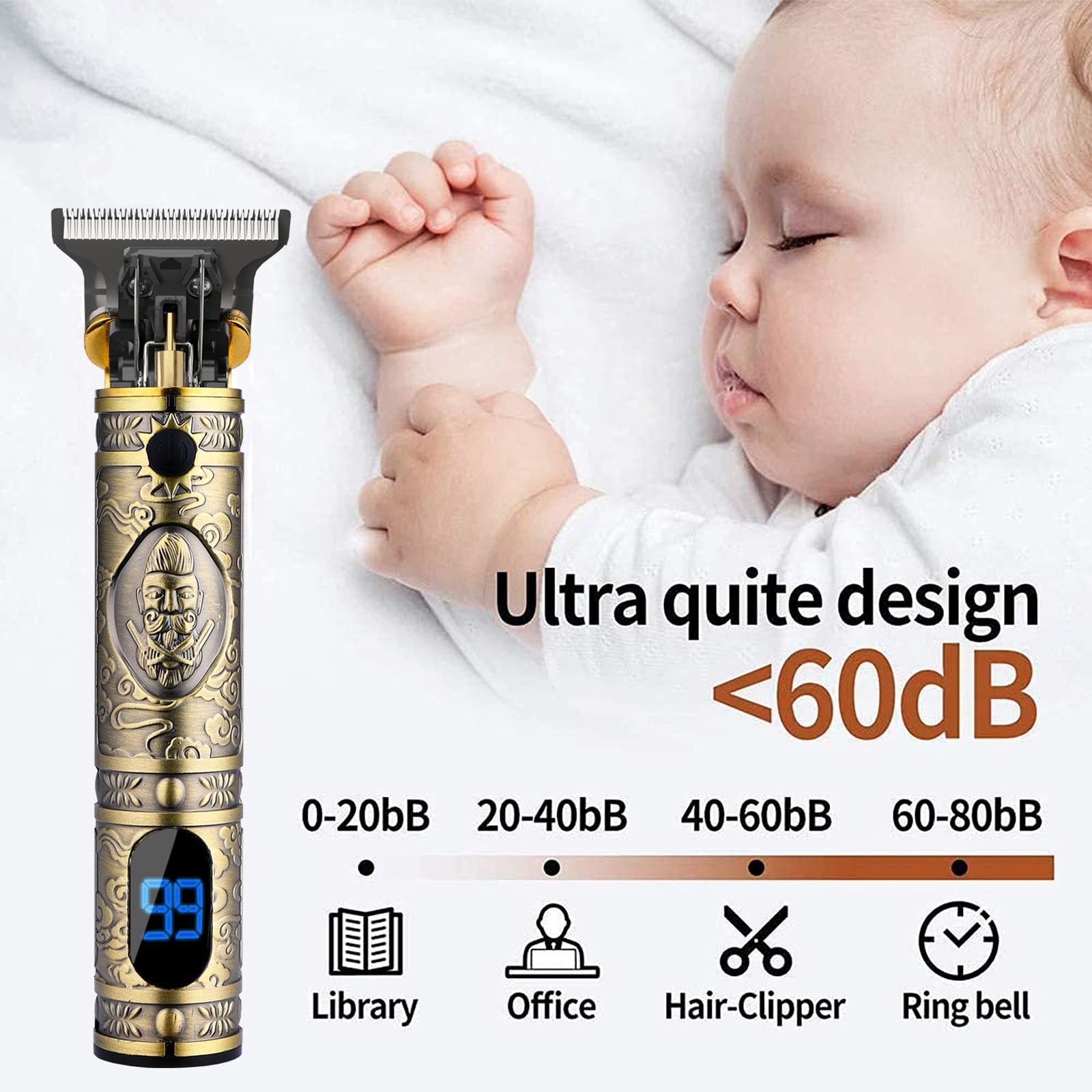 Professional Mens Hair Clippers Zero Gapped Cordless Hair Trimmer Professiona…