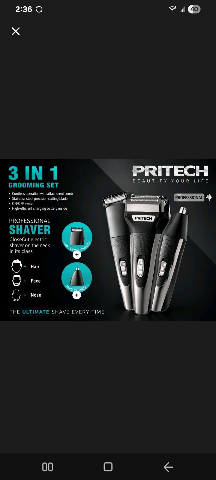 PRITECH 3-in-1 Professional Grooming Set