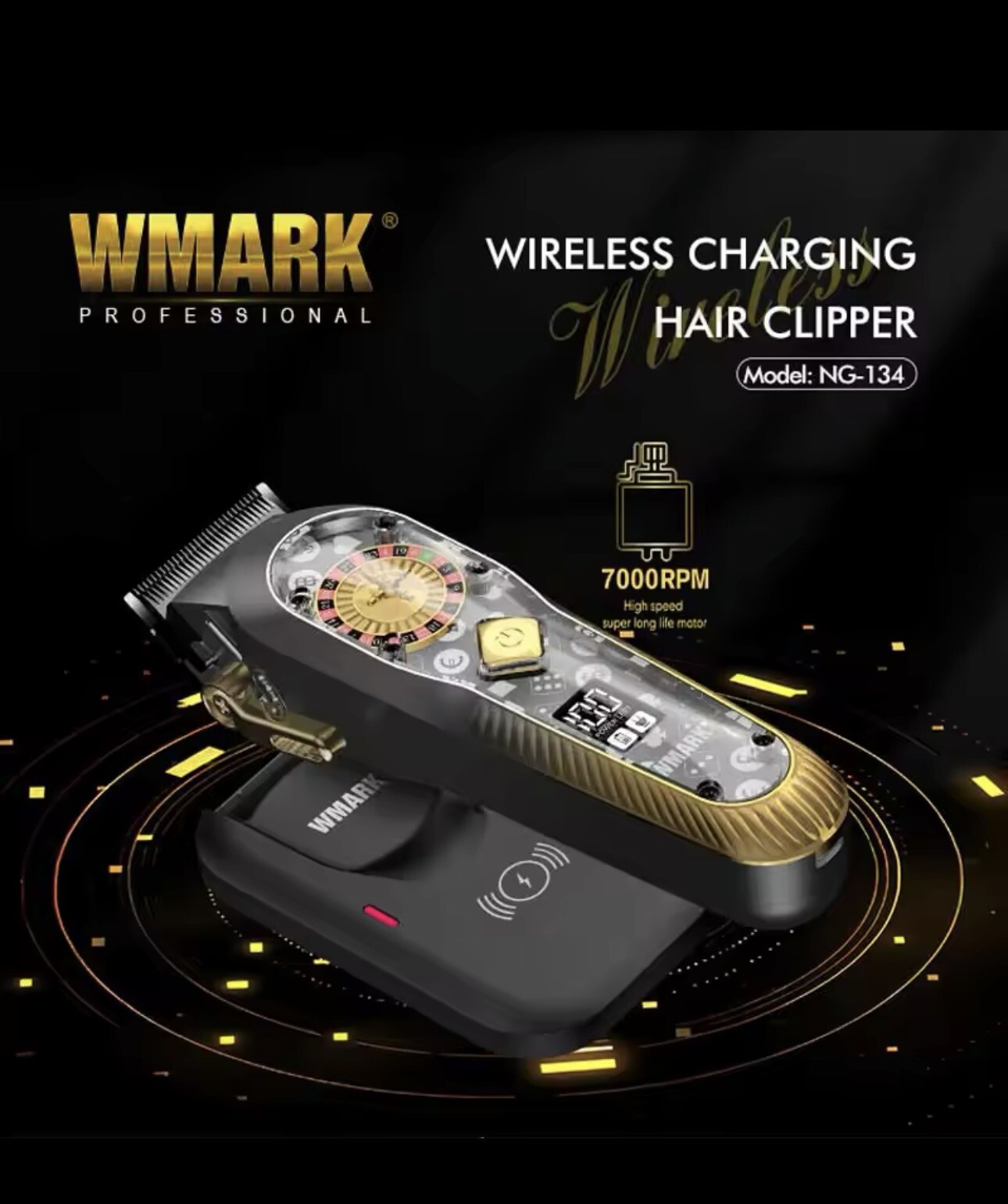 WMARK NG-134 2024, Professional Cordless Hair Clipper, Low Noise, Rechargeable