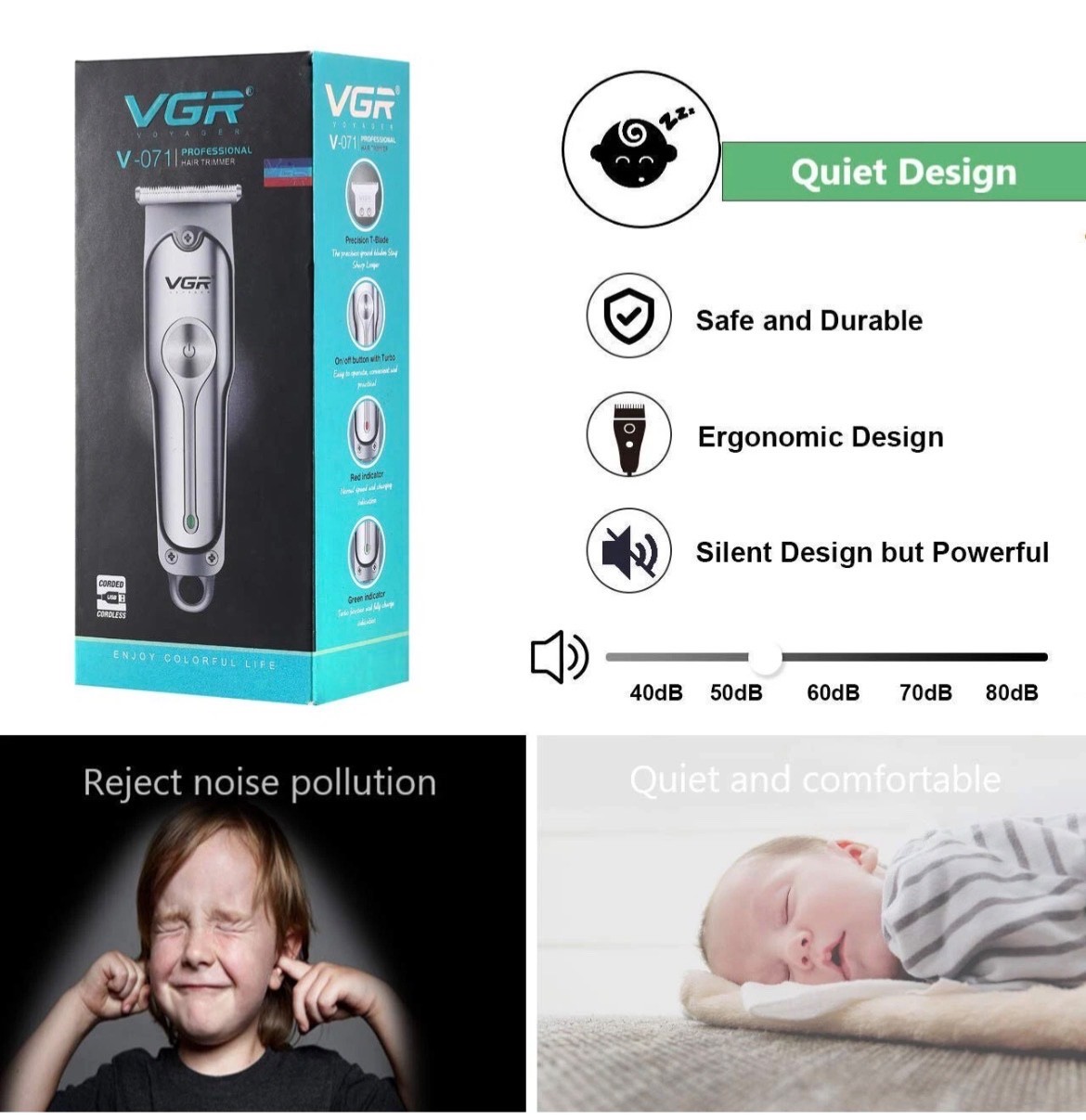 VGR V-071 Hair Cutting Machine Electric Hair Clipper Professional Haircut Machin