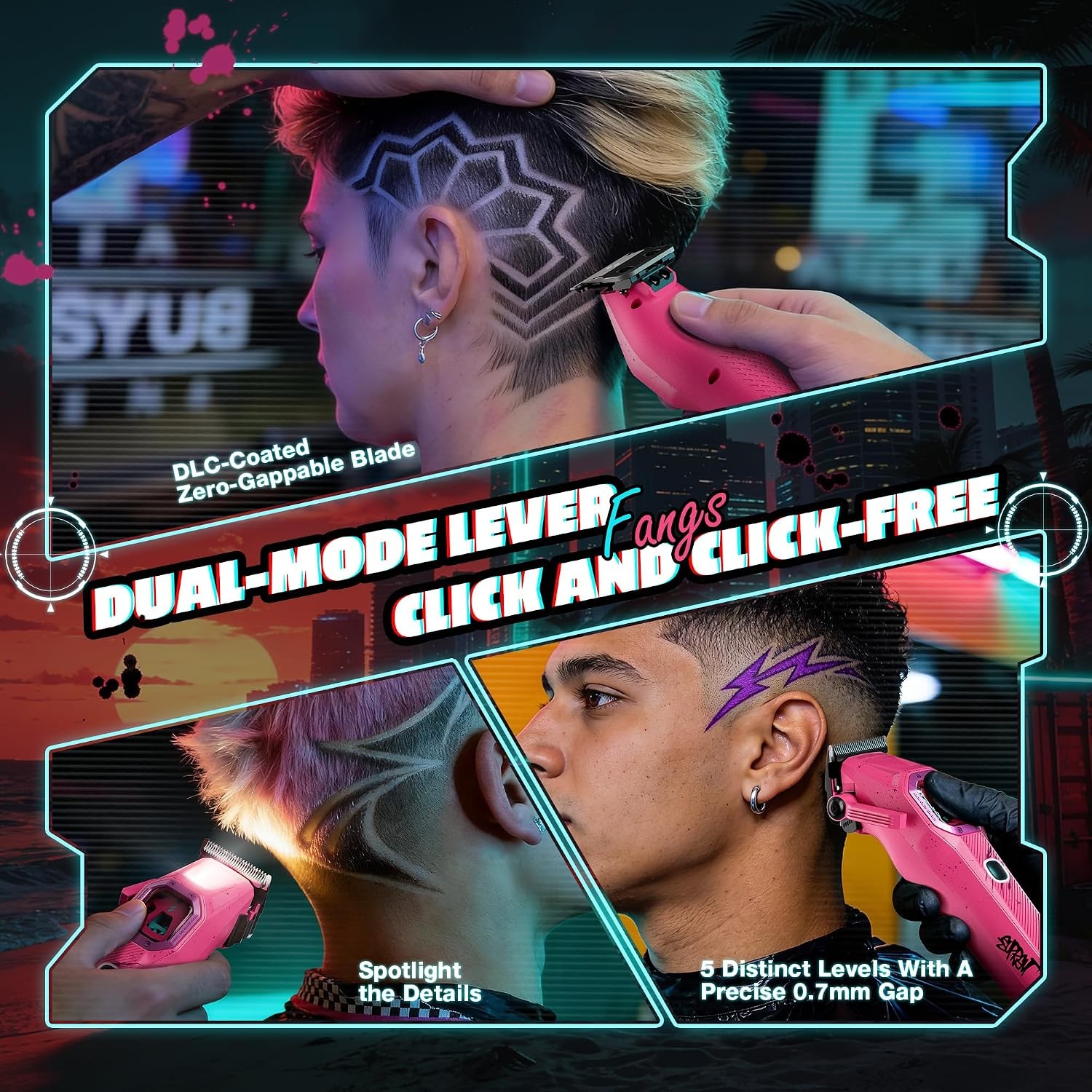 SUPRENT Fangs Barber Clippers Vector Motor Pink