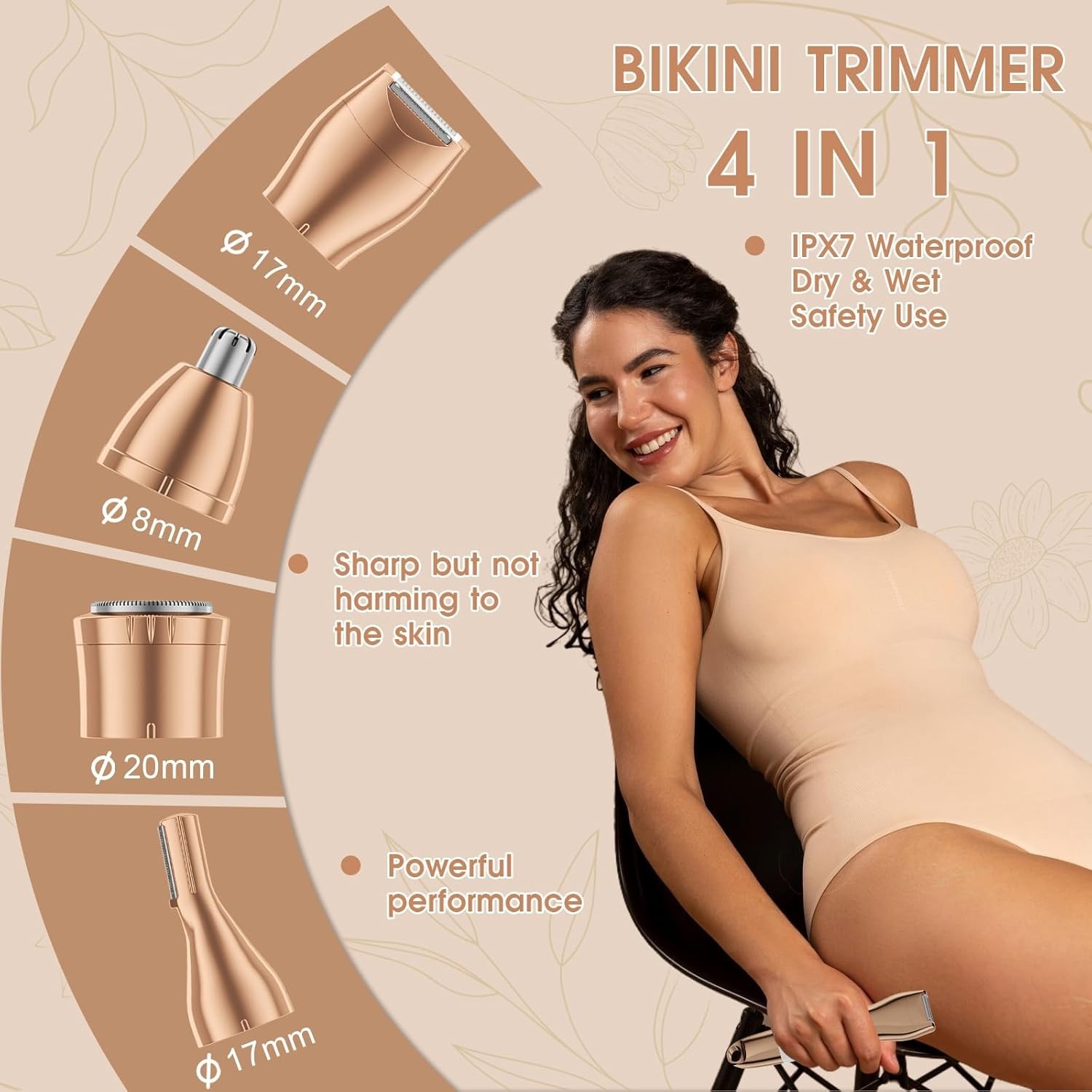 Bikini Trimmer & Hair Clippers for Women – Waterproof Electric Razor and 4 in 1